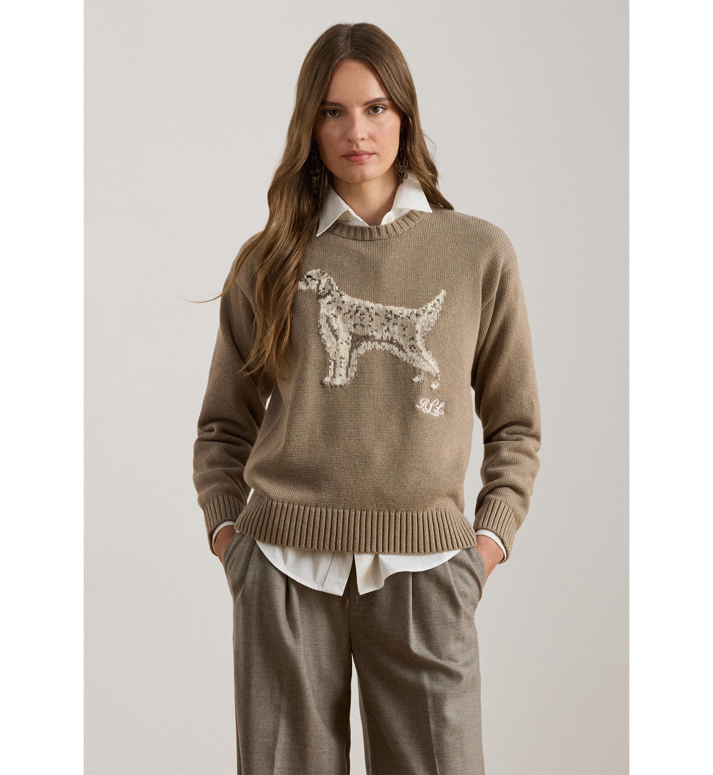Womens Intarsia-Knit English Setter Sweater
