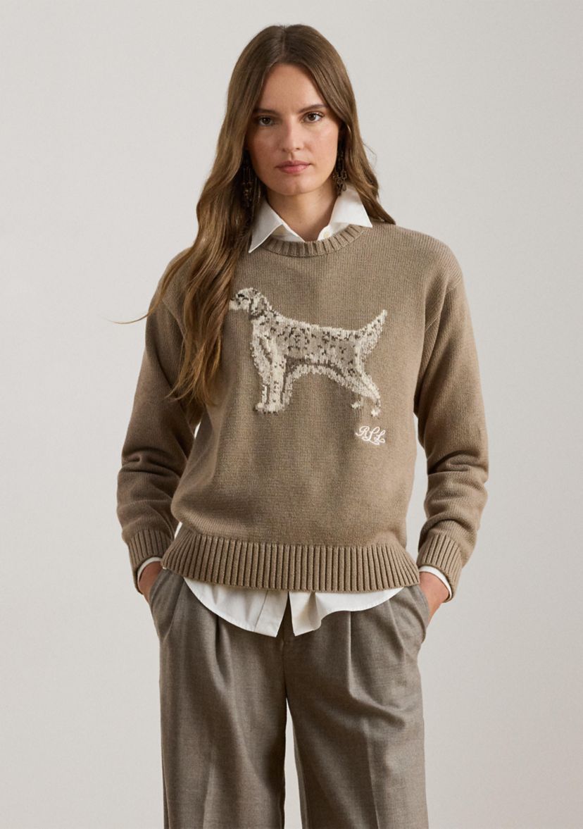Womens Intarsia-Knit English Setter Sweater