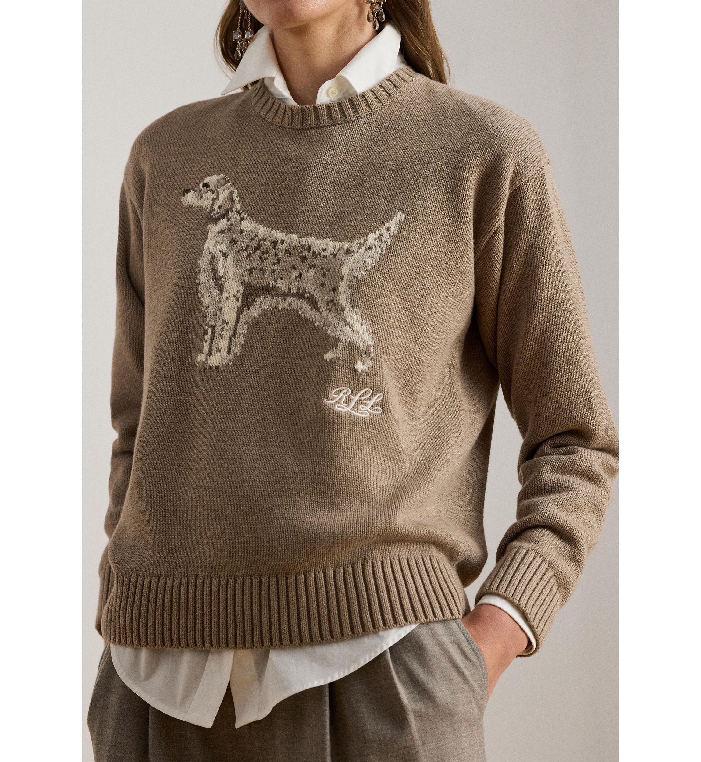 Womens Intarsia-Knit English Setter Sweater