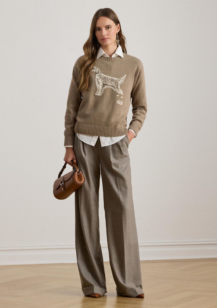 Womens Intarsia-Knit English Setter Sweater