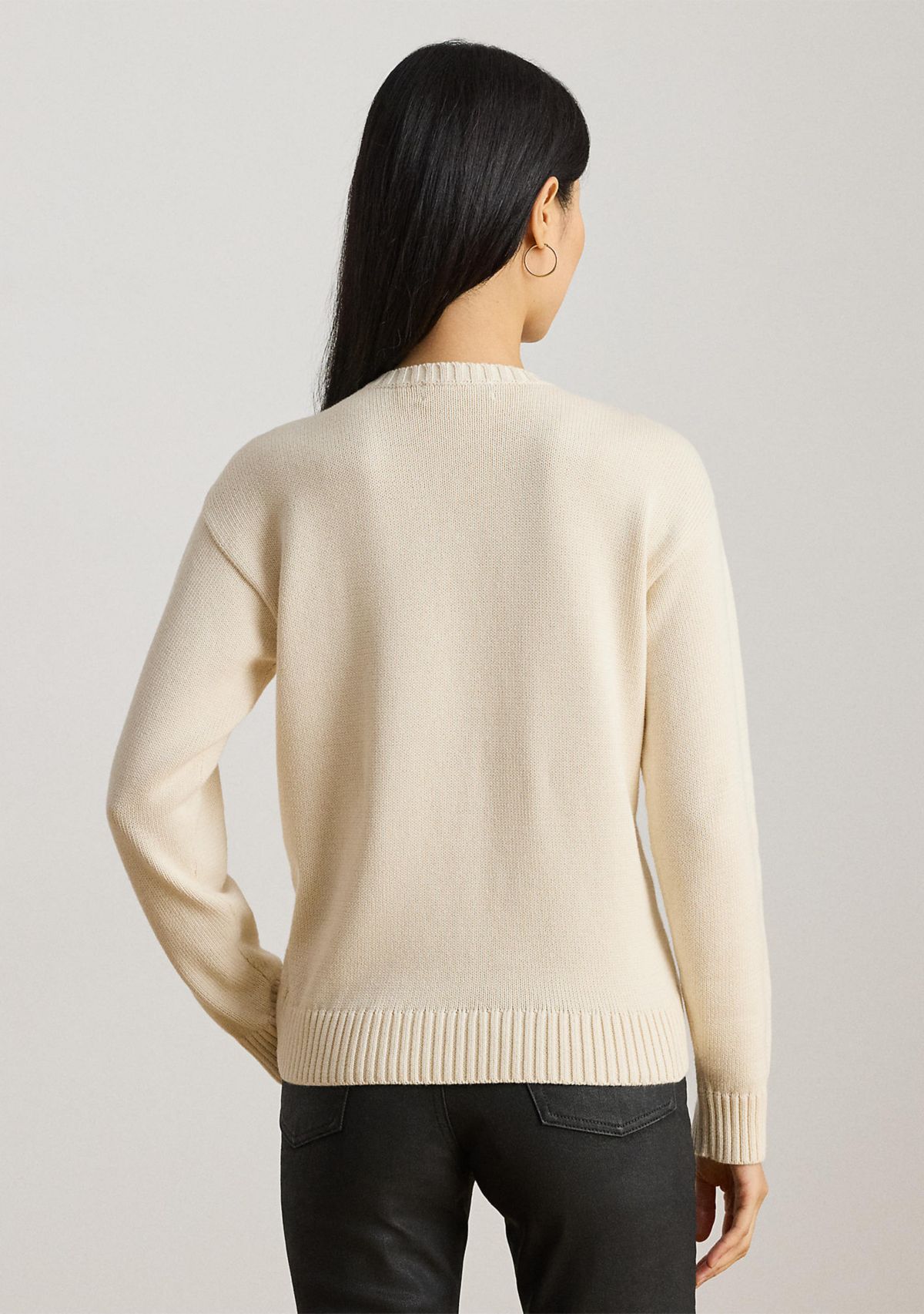 Womens Embroidered Cotton Crewneck Sweater