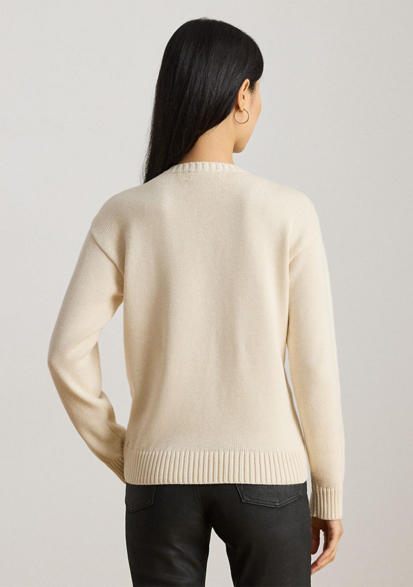Womens Embroidered Cotton Crewneck Sweater