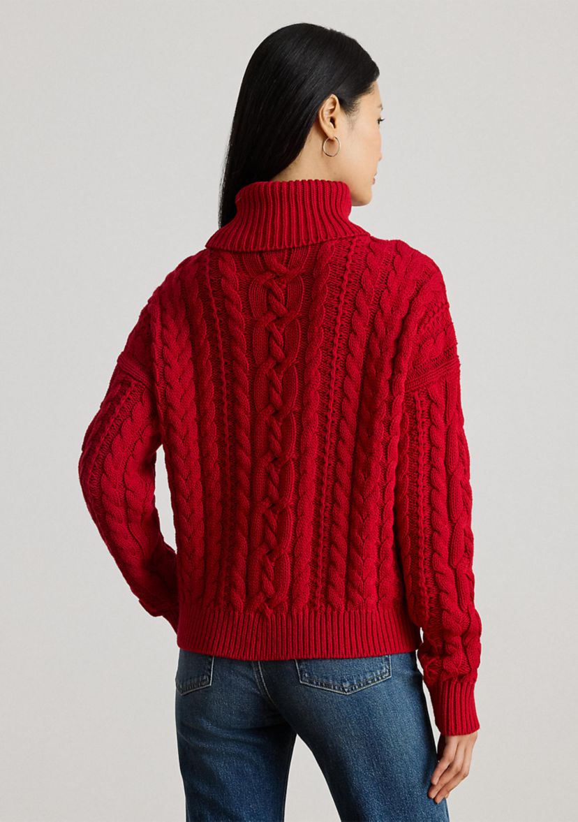 Womens Cable-Knit Turtleneck Sweater