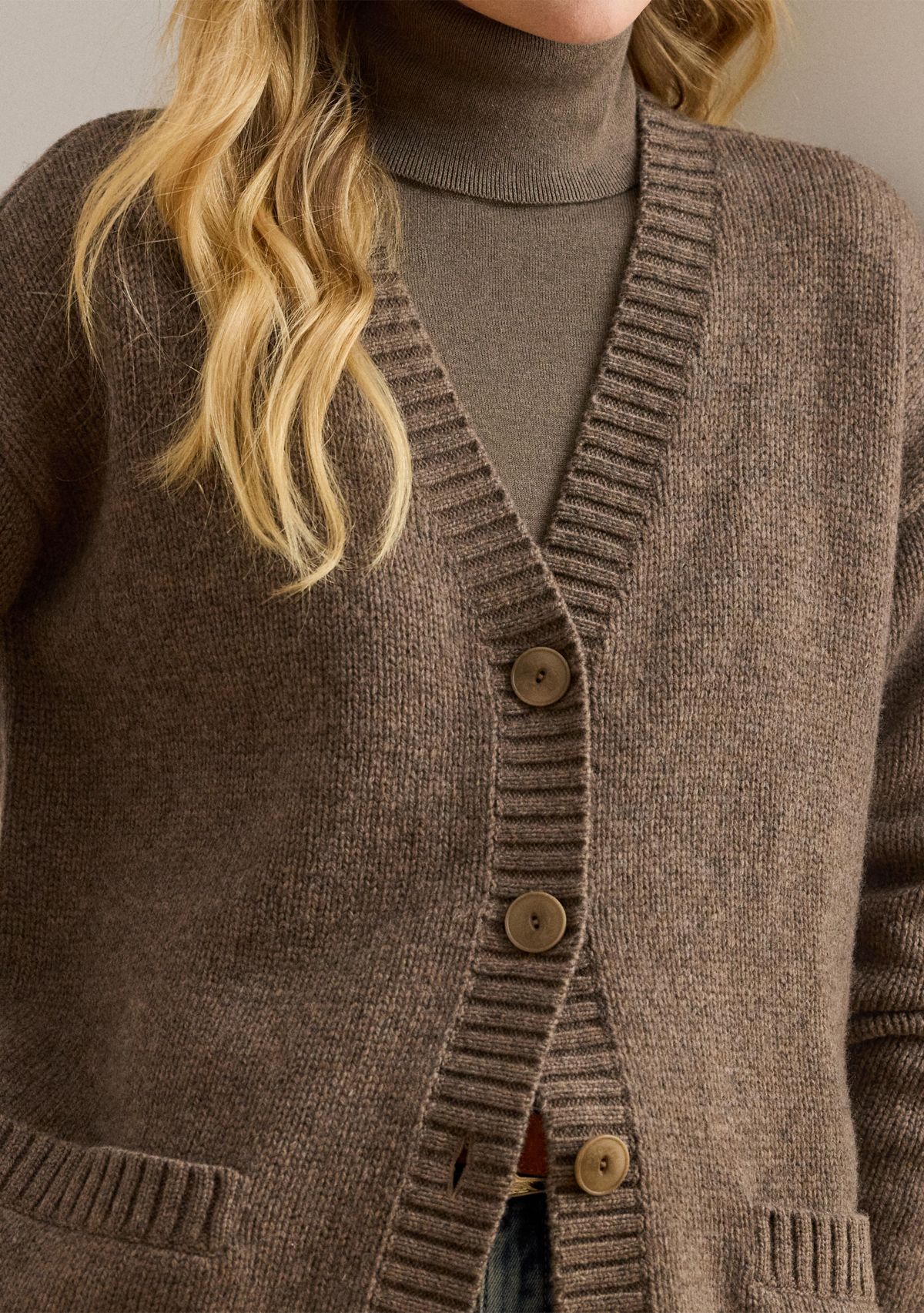 Womens Wool-Blend V-Neck Cardigan