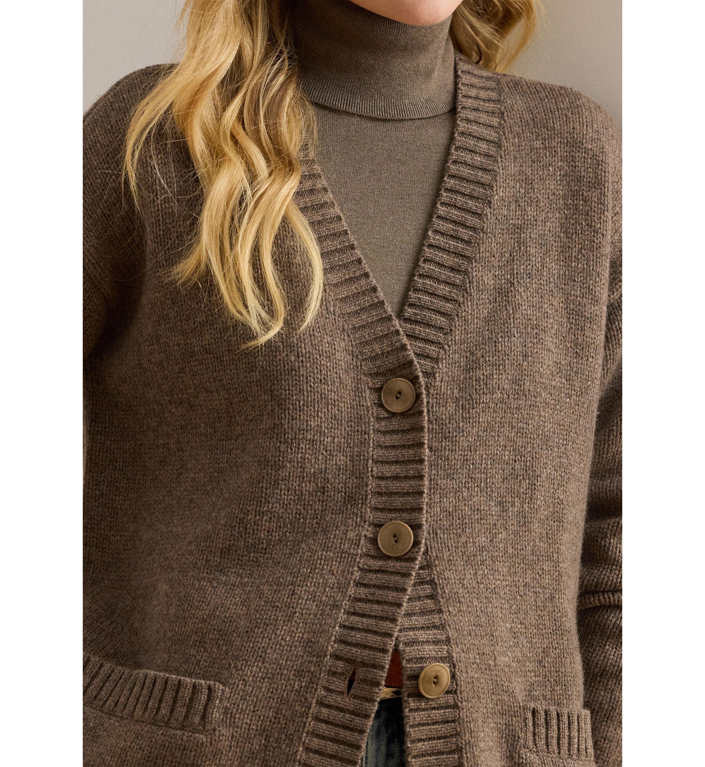 Womens Wool-Blend V-Neck Cardigan