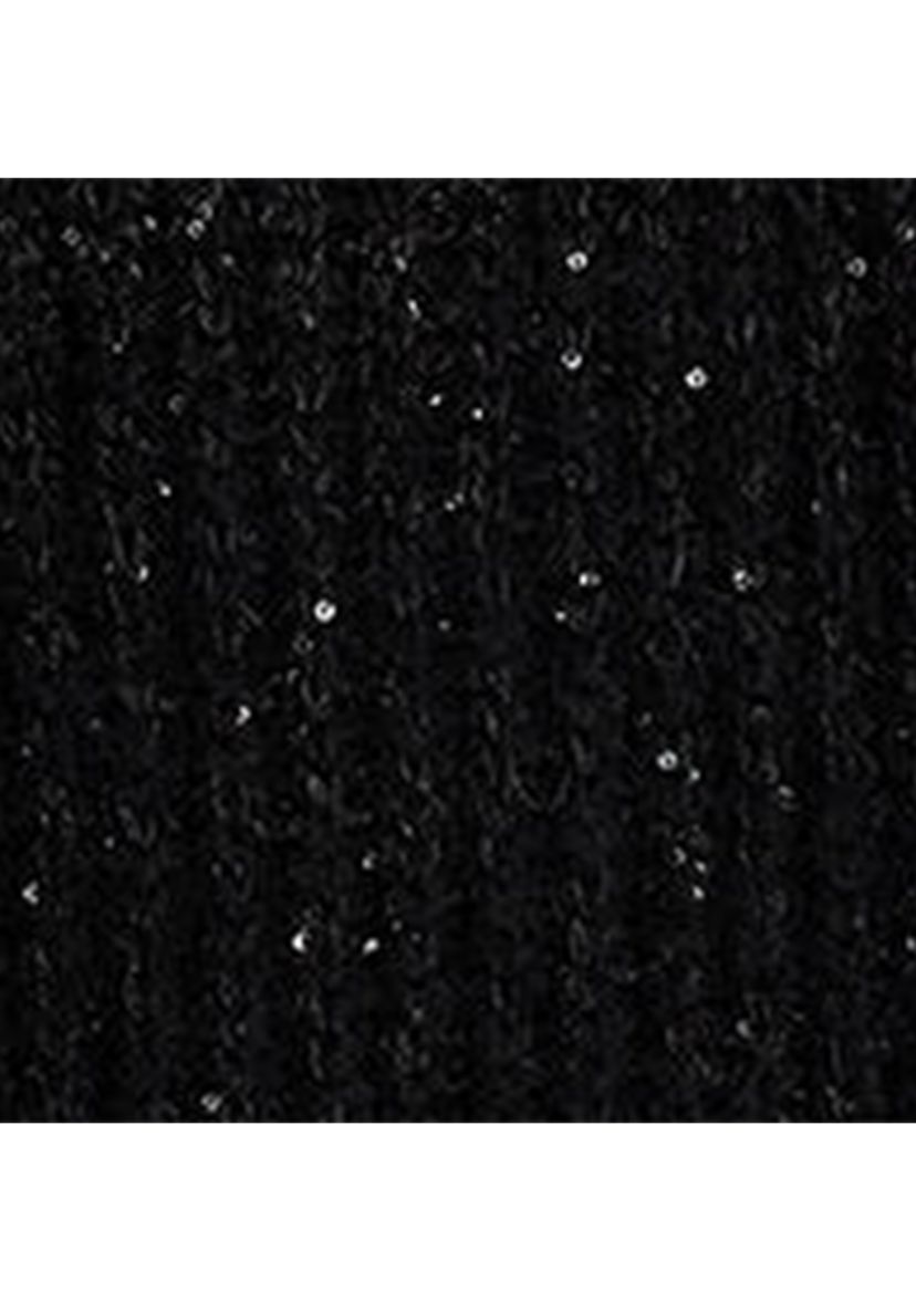 Womens Sequined Rib-Knit V-Neck Sweater