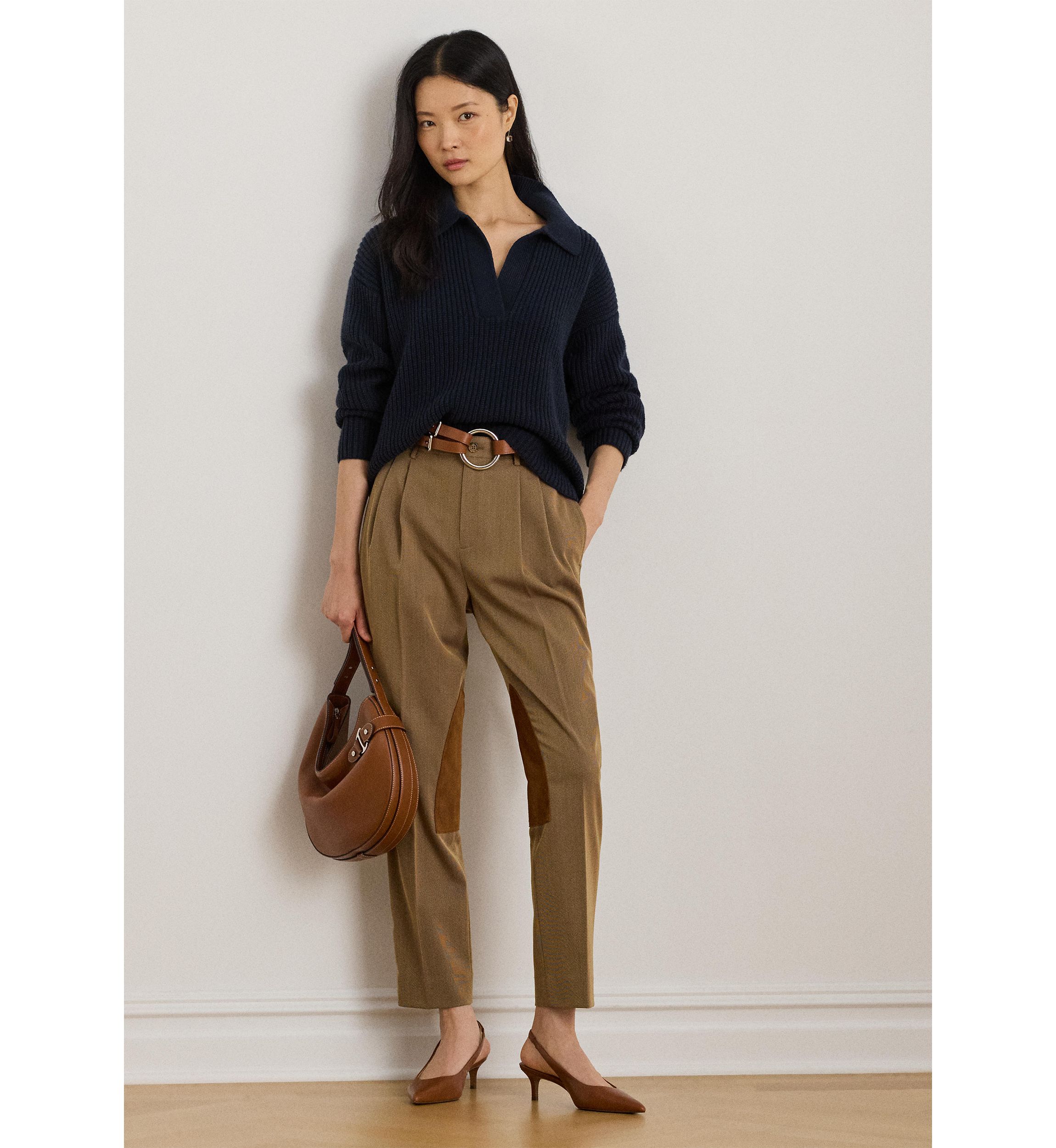 Womens Wool-Blend Polo Sweater
