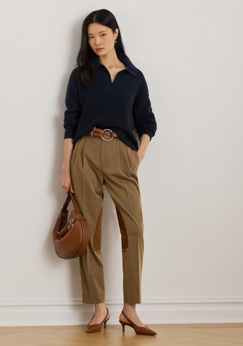 Womens Wool-Blend Polo Sweater