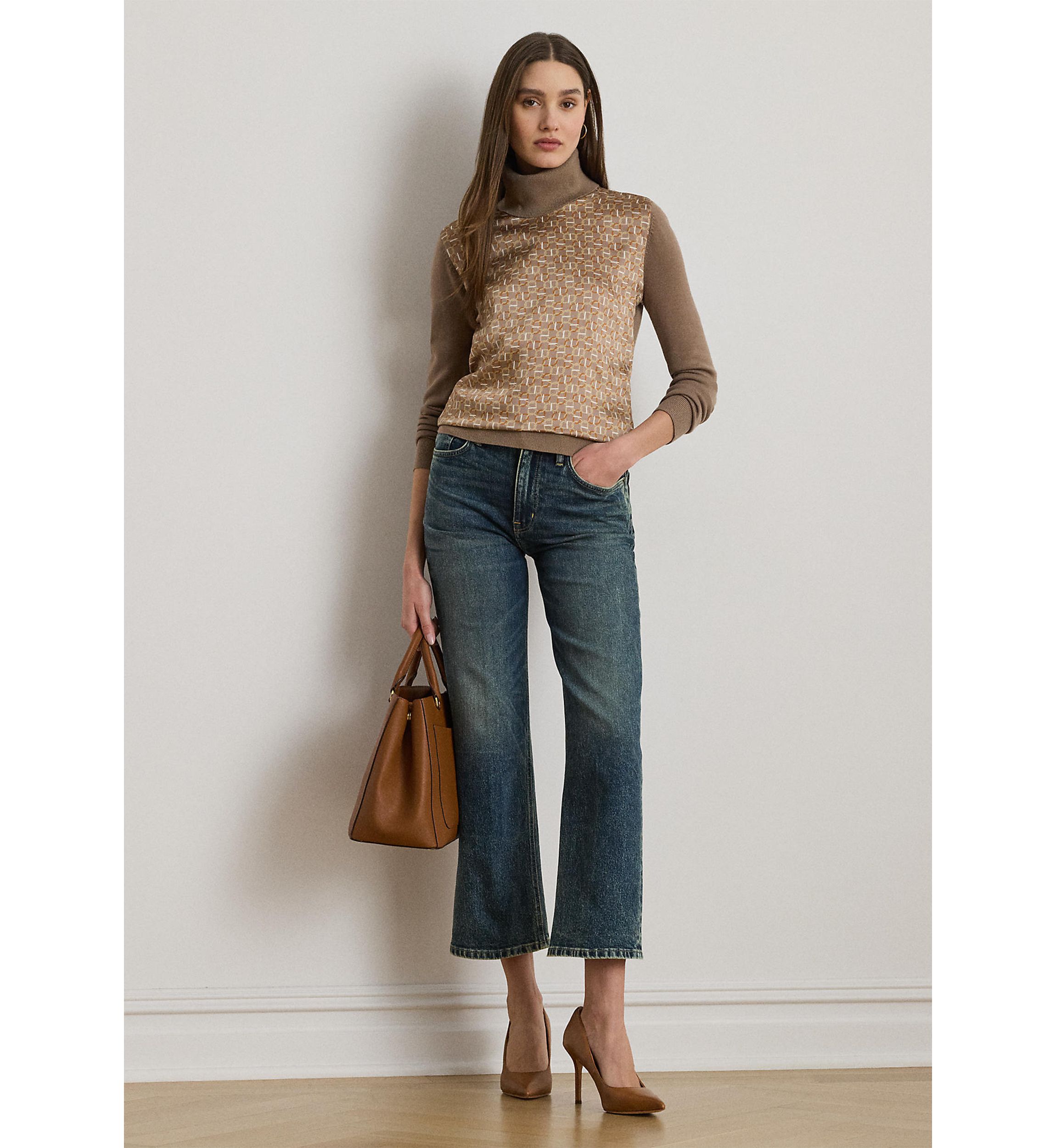 Geo-Print Wool-Blend Turtleneck Sweater