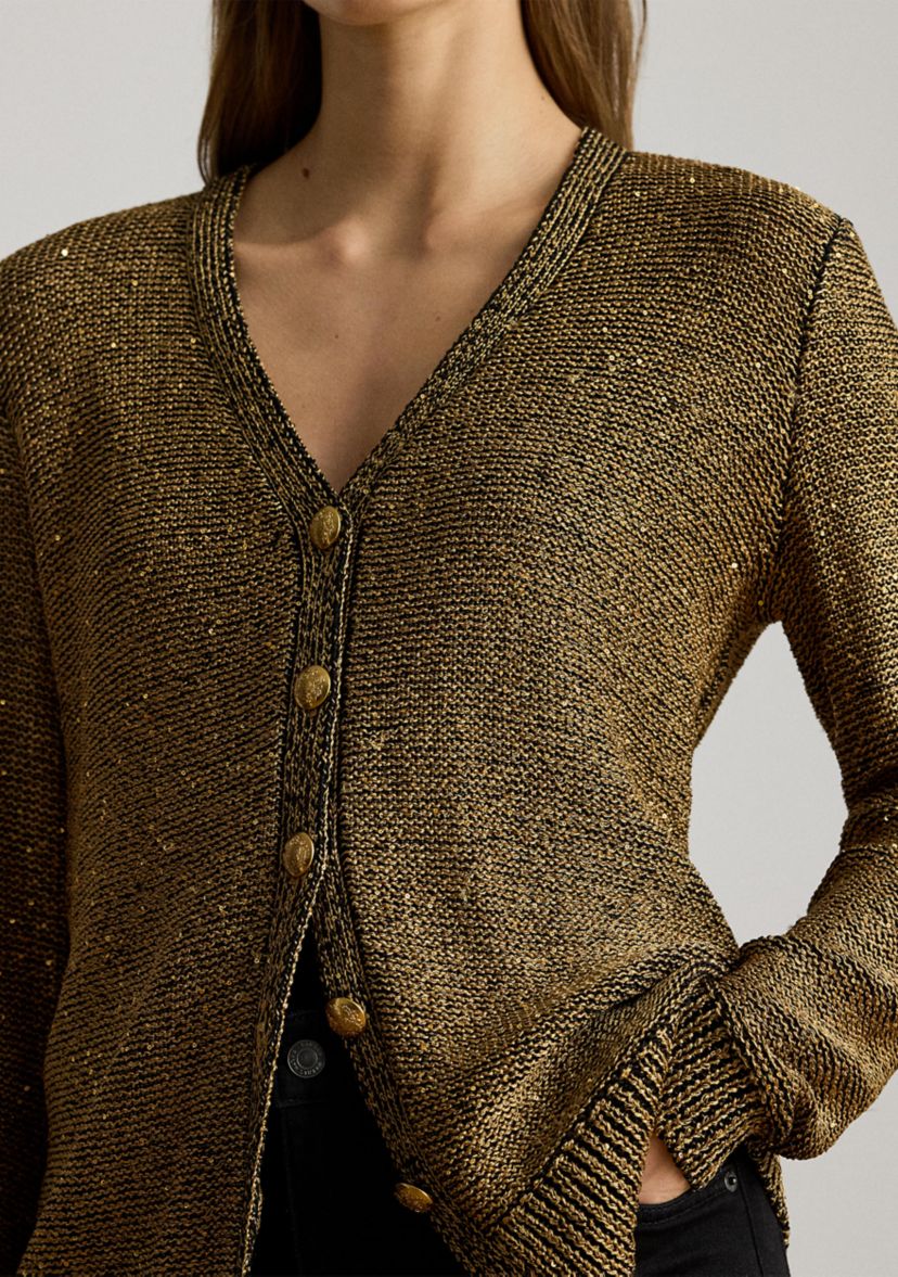 Sequined Linen-Blend Cardigan