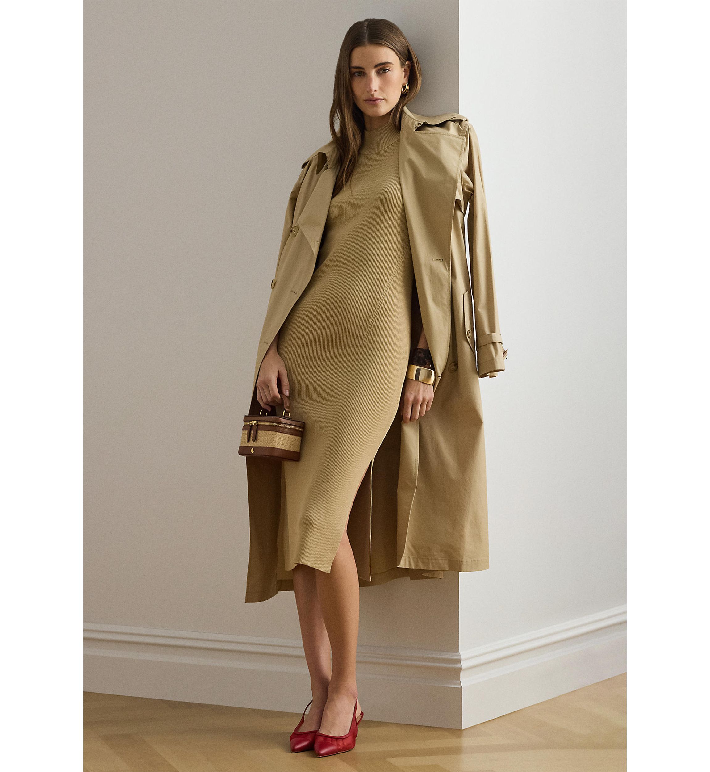 ralph lauren brown sweater dress Polo Ralph Lauren CABLE WOOL-CASHMERE TURTLENECK DRESS - Jumper dress -  cedar heather/brown