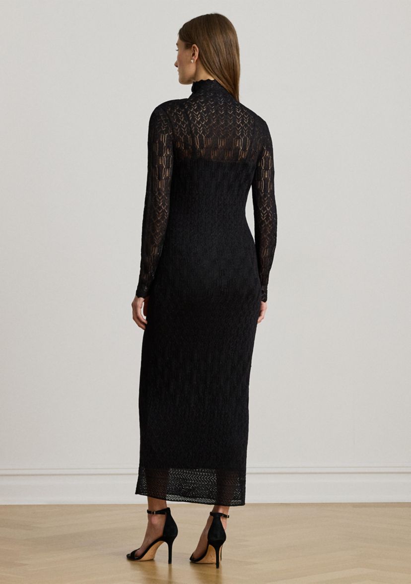 Womens Pointelle Knit Turtleneck Sweater Dress