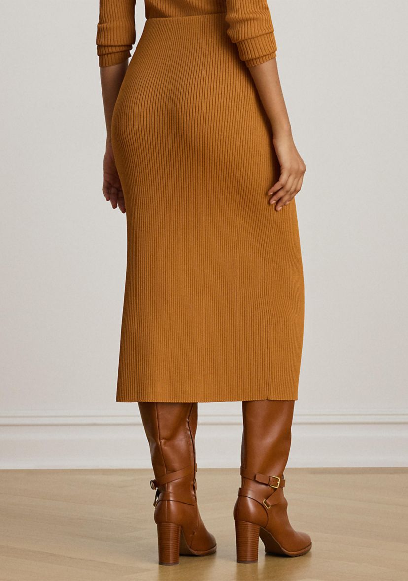 Rib-Knit Pencil Midi Skirt
