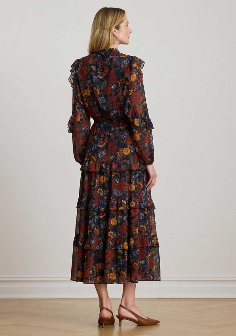 Floral Crinkle Georgette Tiered Dress