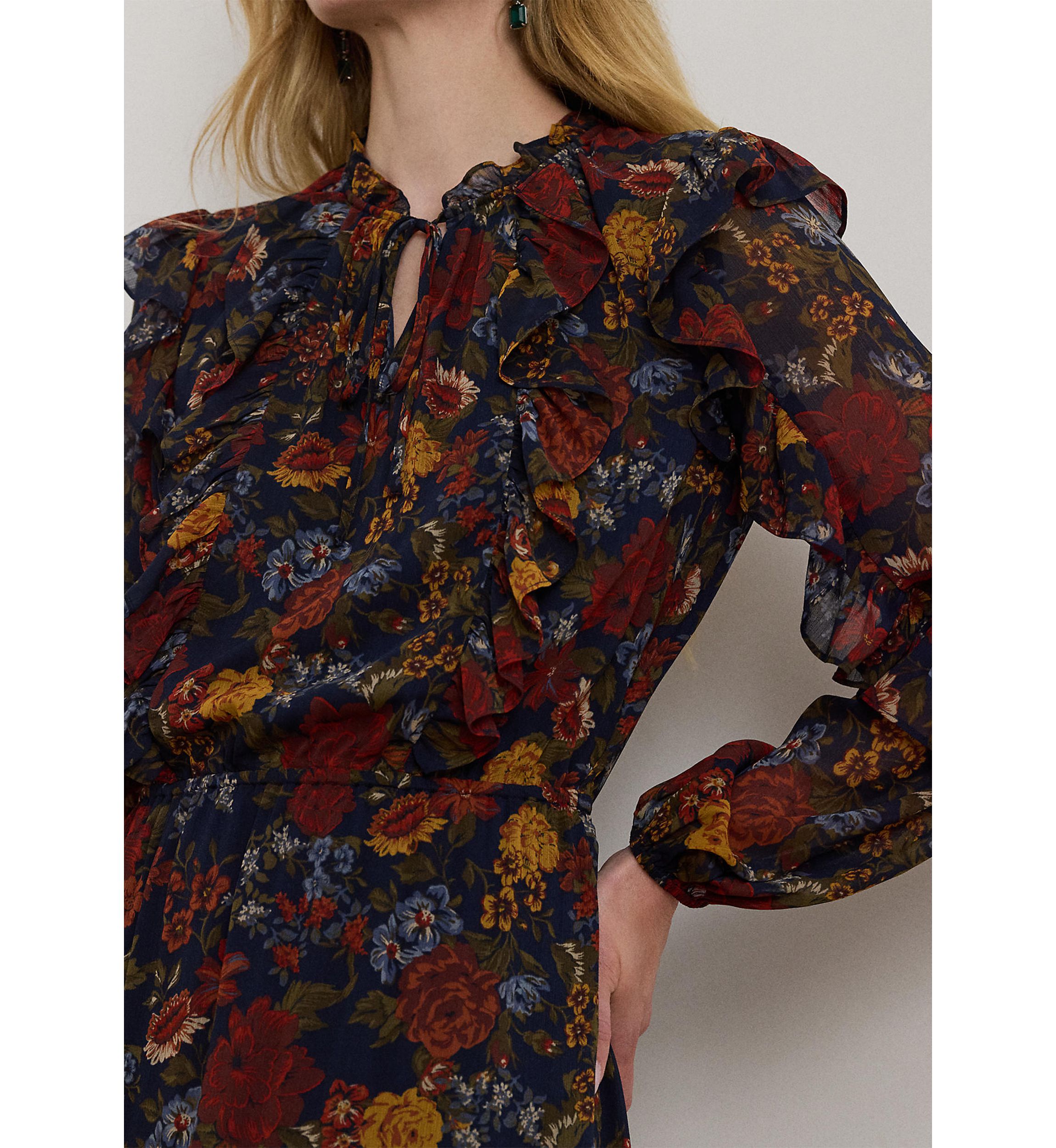 Floral Crinkle Georgette Tiered Dress