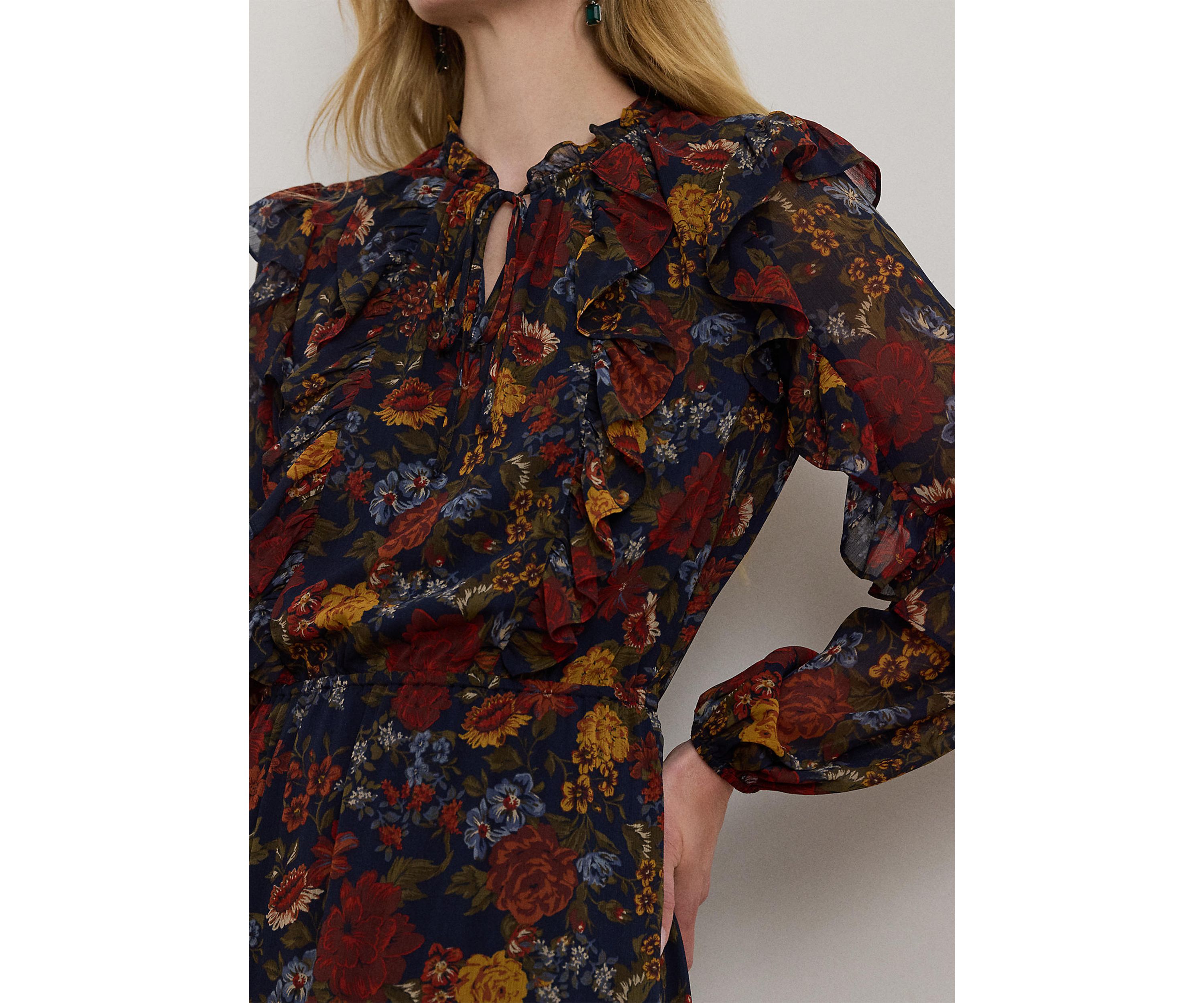 Floral Crinkle Georgette Tiered Dress