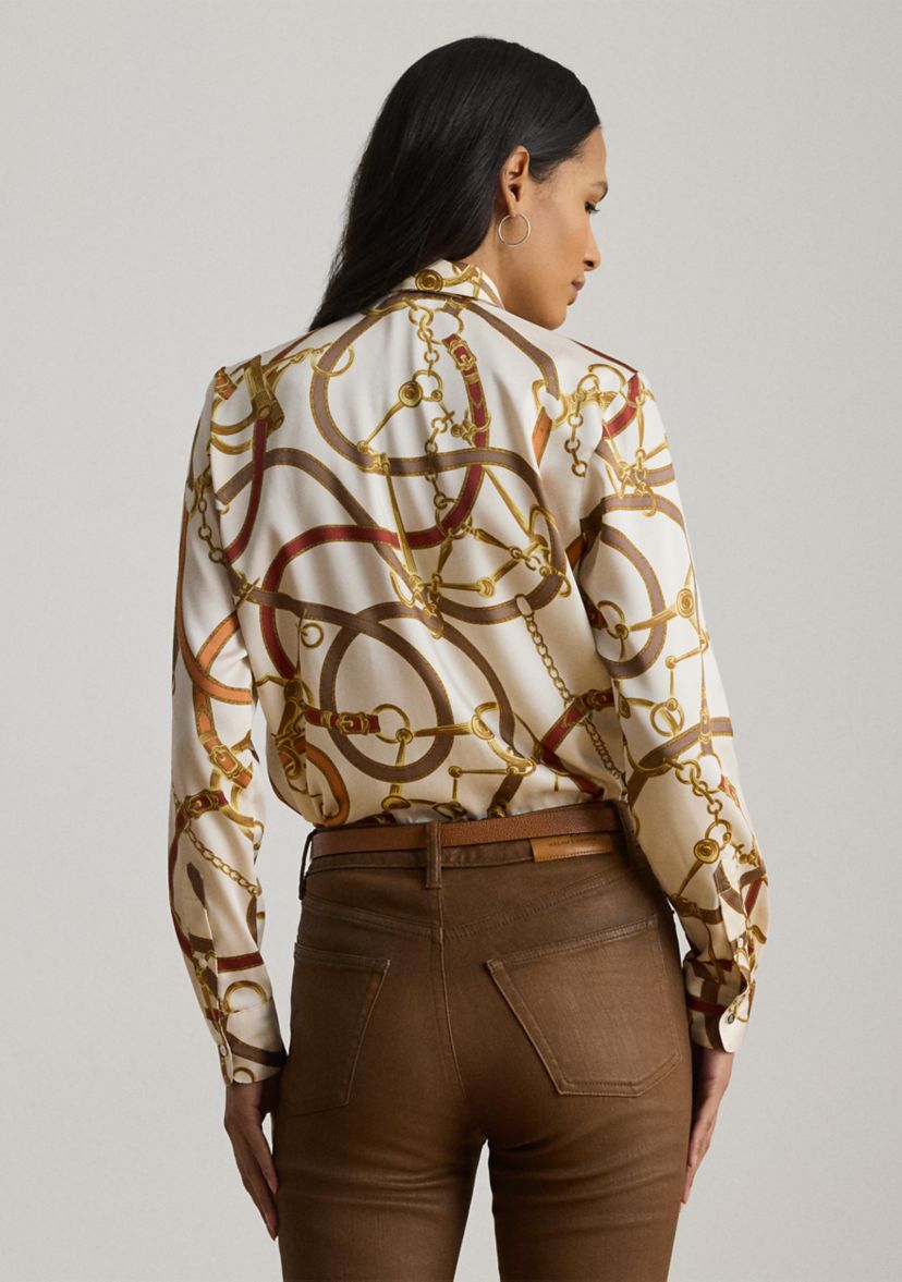 Classic Fit Print Twill Tie-Neck Shirt