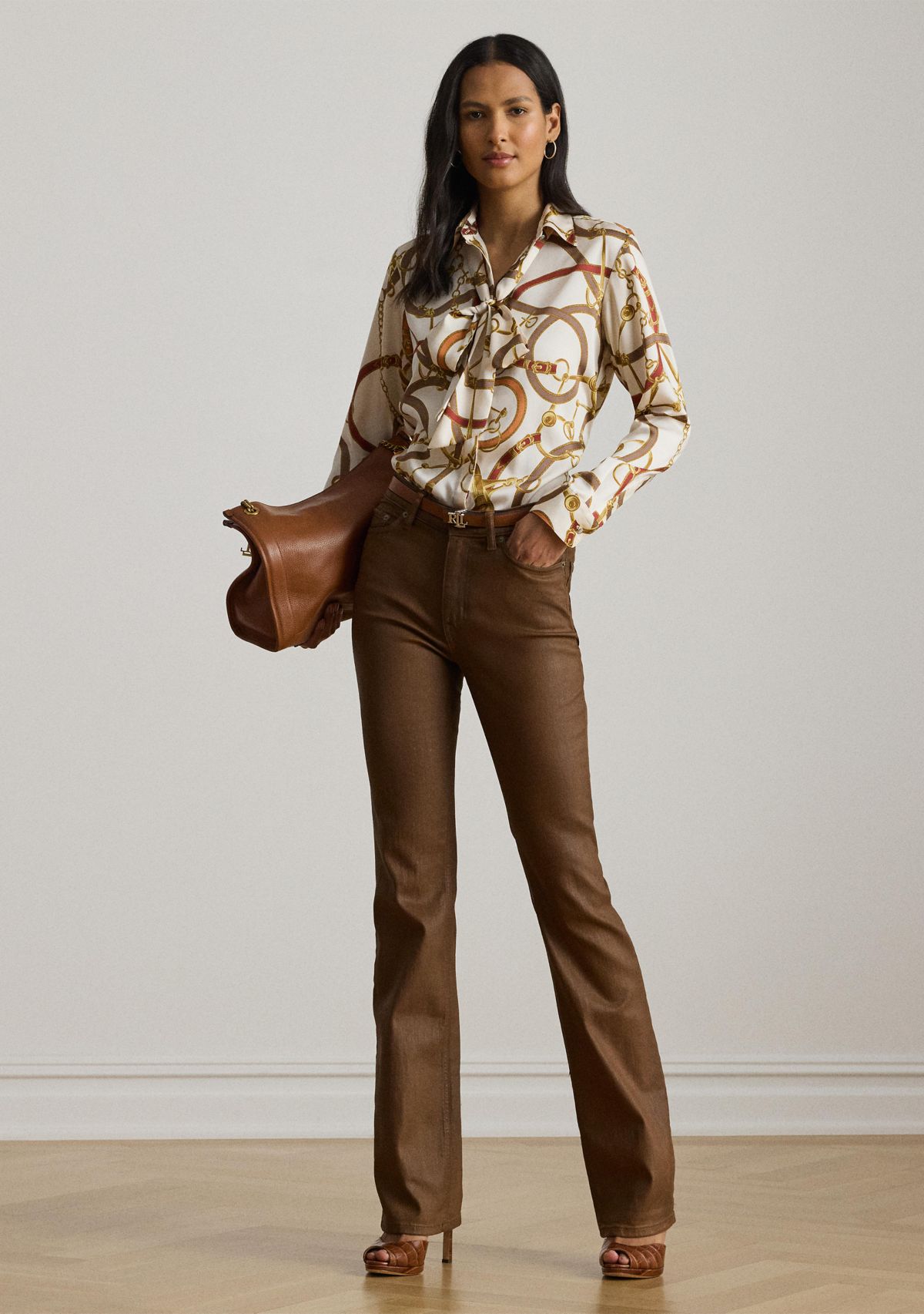 Classic Fit Print Twill Tie-Neck Shirt