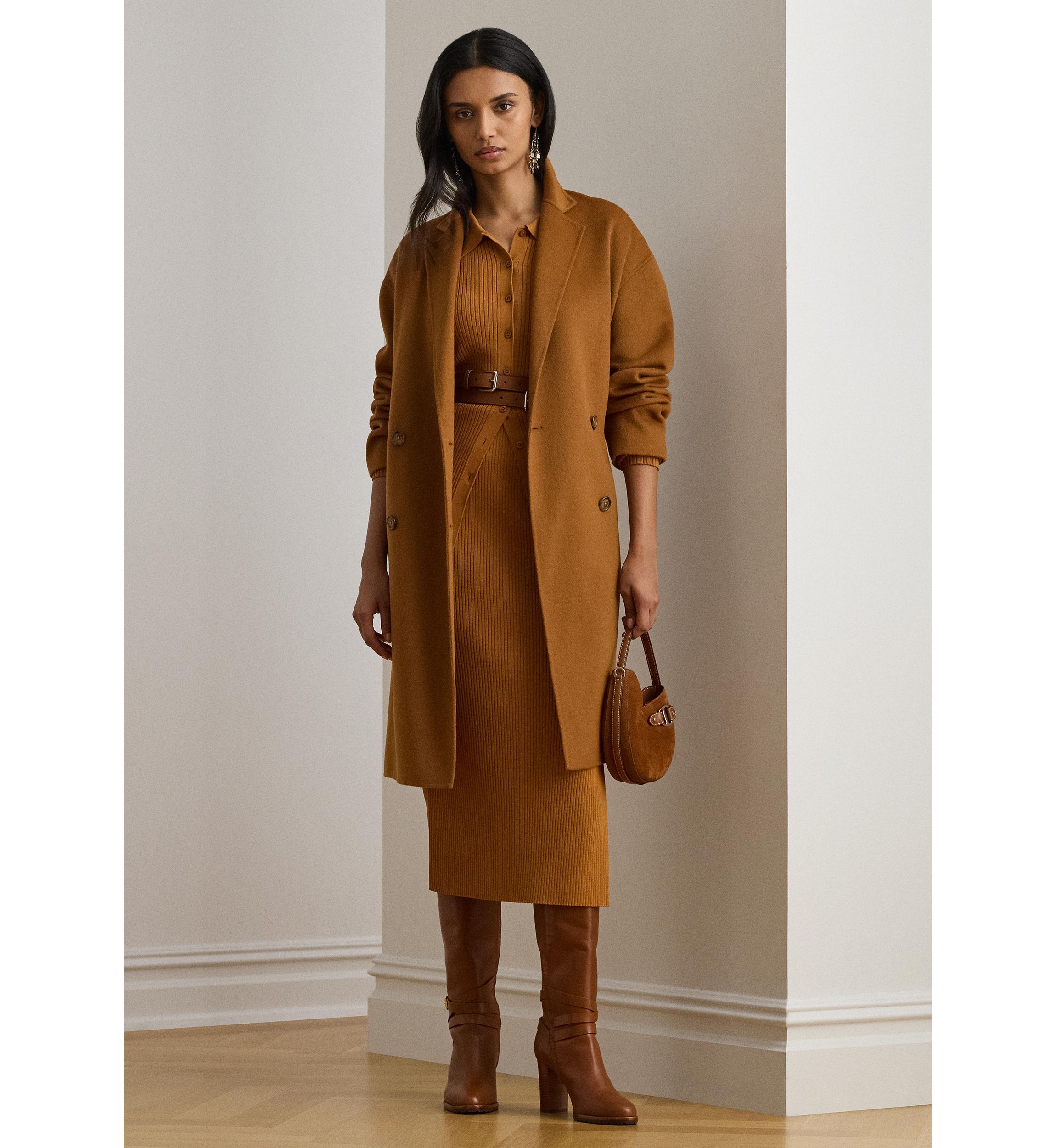 Double-Breasted Wool-Blend Cocoon Coat