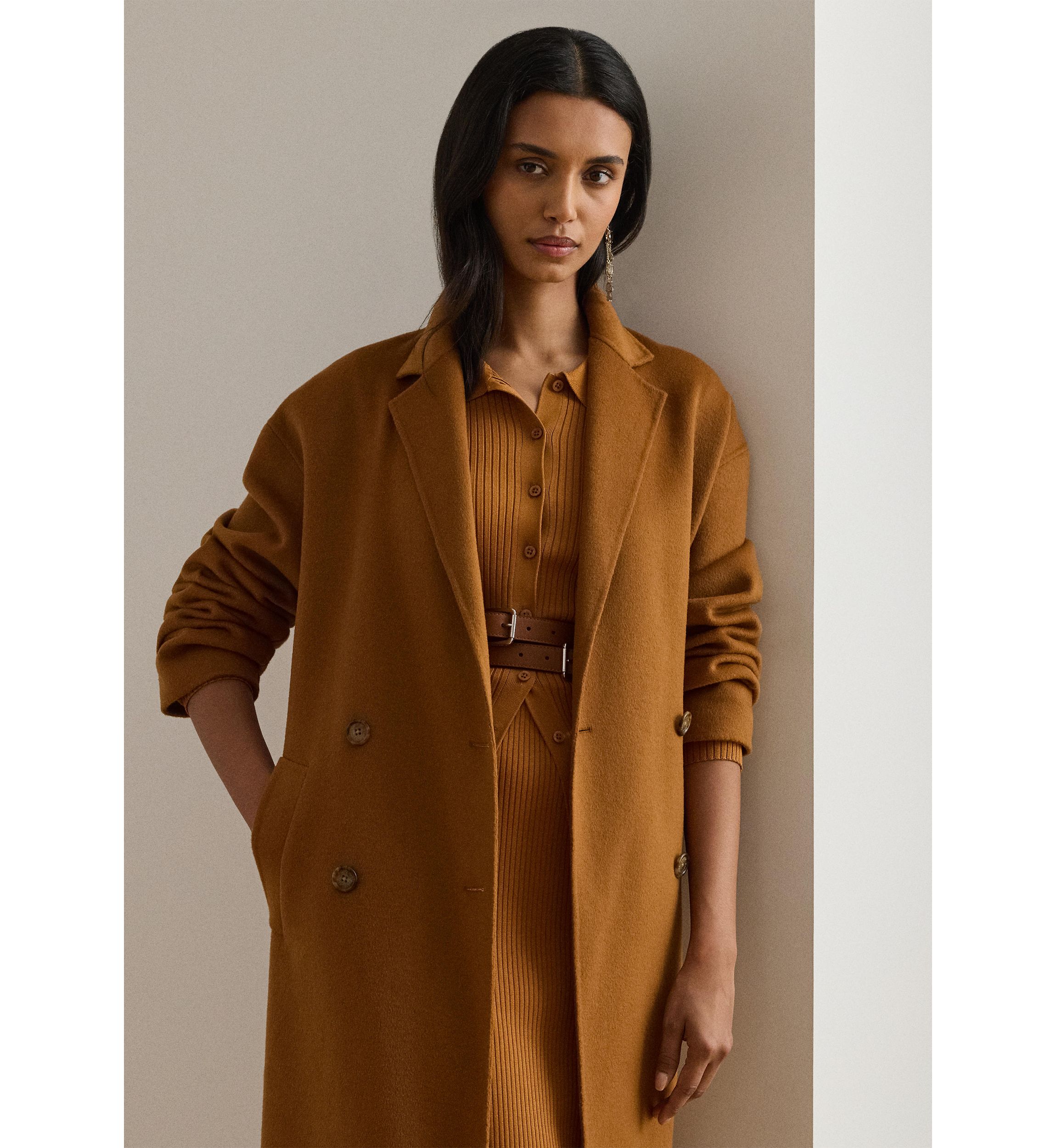 Double-Breasted Wool-Blend Cocoon Coat