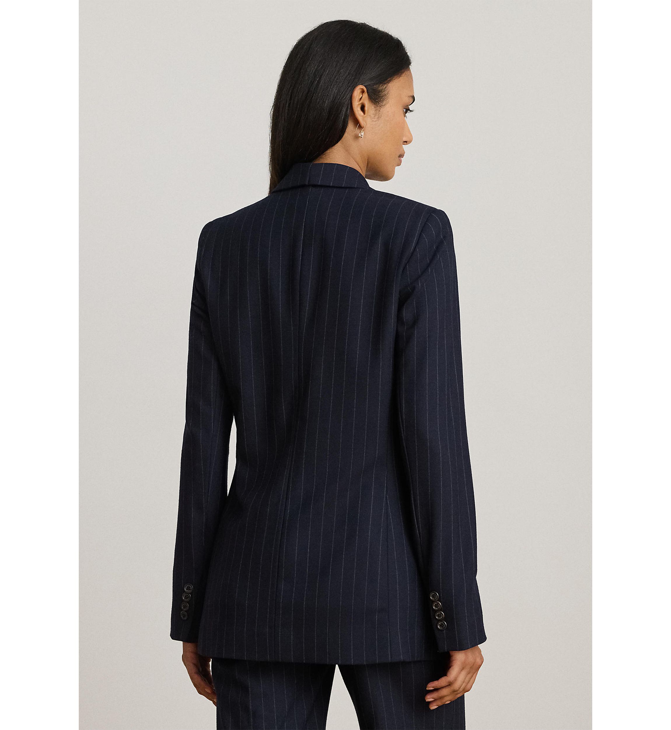 Double-Breasted Pinstripe Twill Blazer
