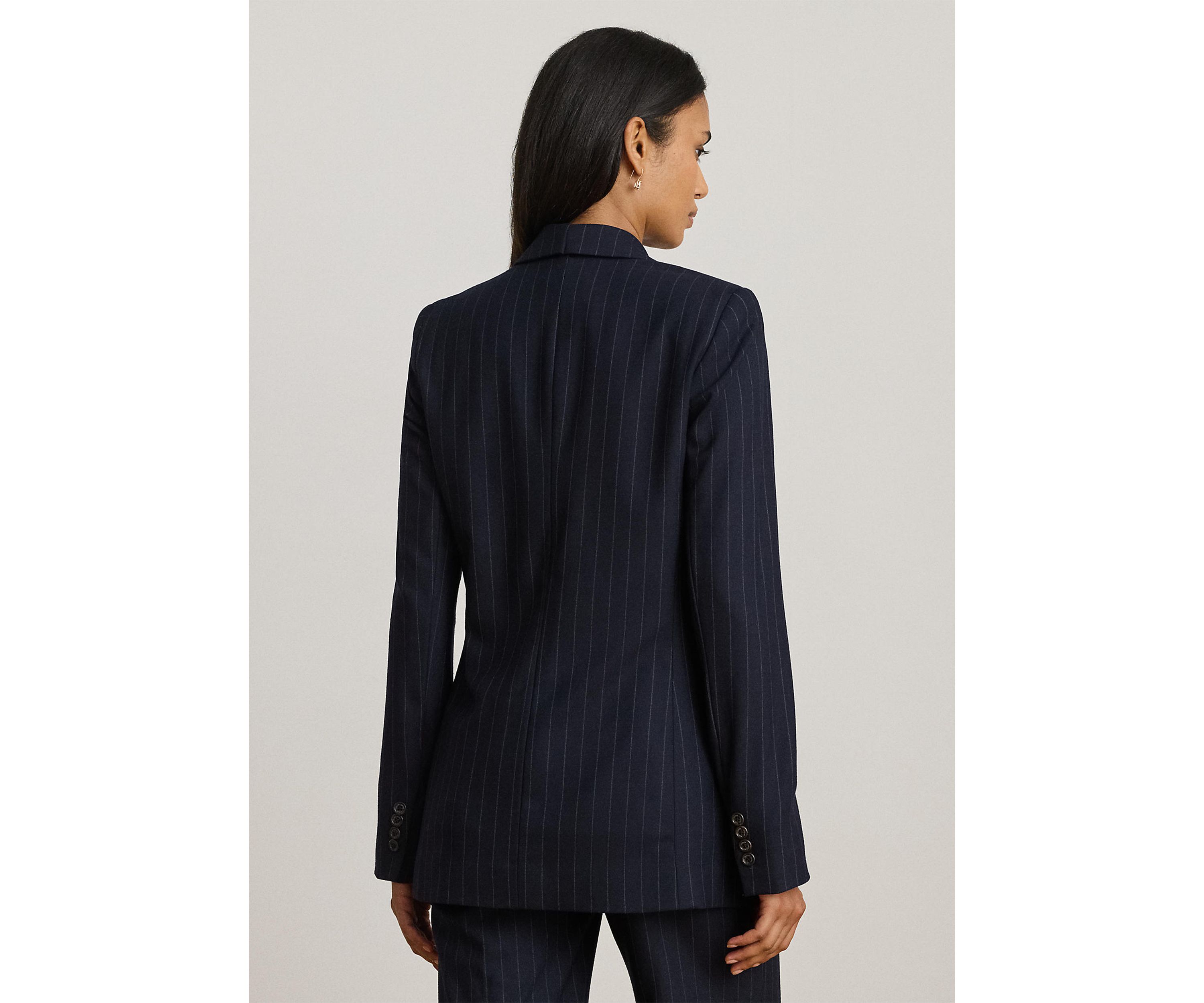 Double-Breasted Pinstripe Twill Blazer
