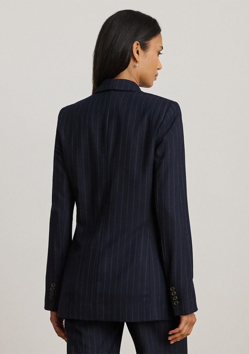 Double-Breasted Pinstripe Twill Blazer