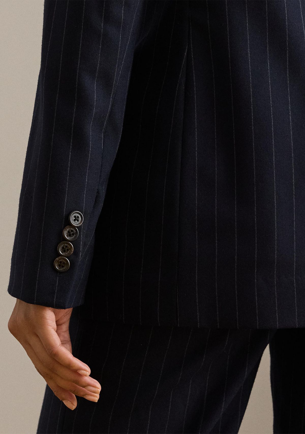 Double-Breasted Pinstripe Twill Blazer