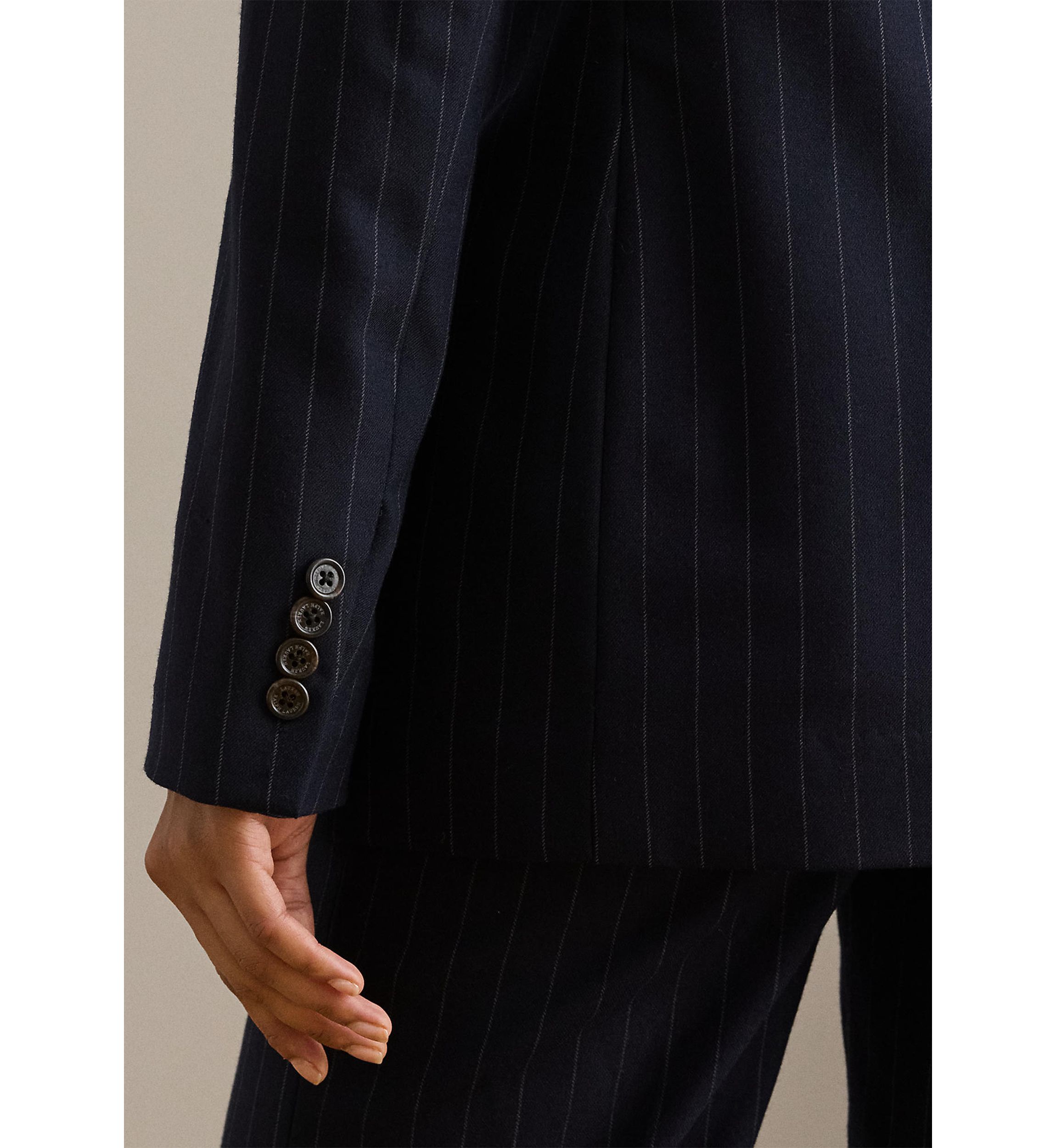 Double-Breasted Pinstripe Twill Blazer