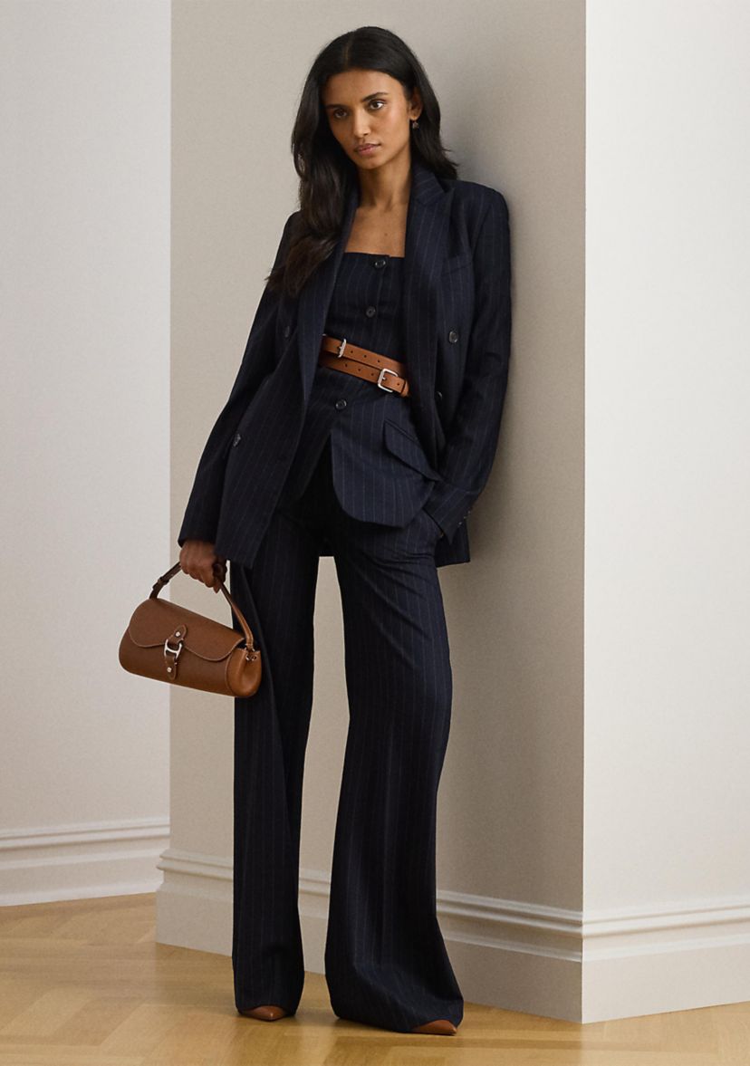 Double-Breasted Pinstripe Twill Blazer