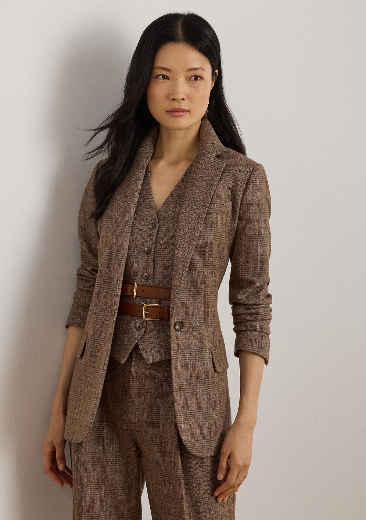 Womens Glen Plaid Cotton-Blend Blazer