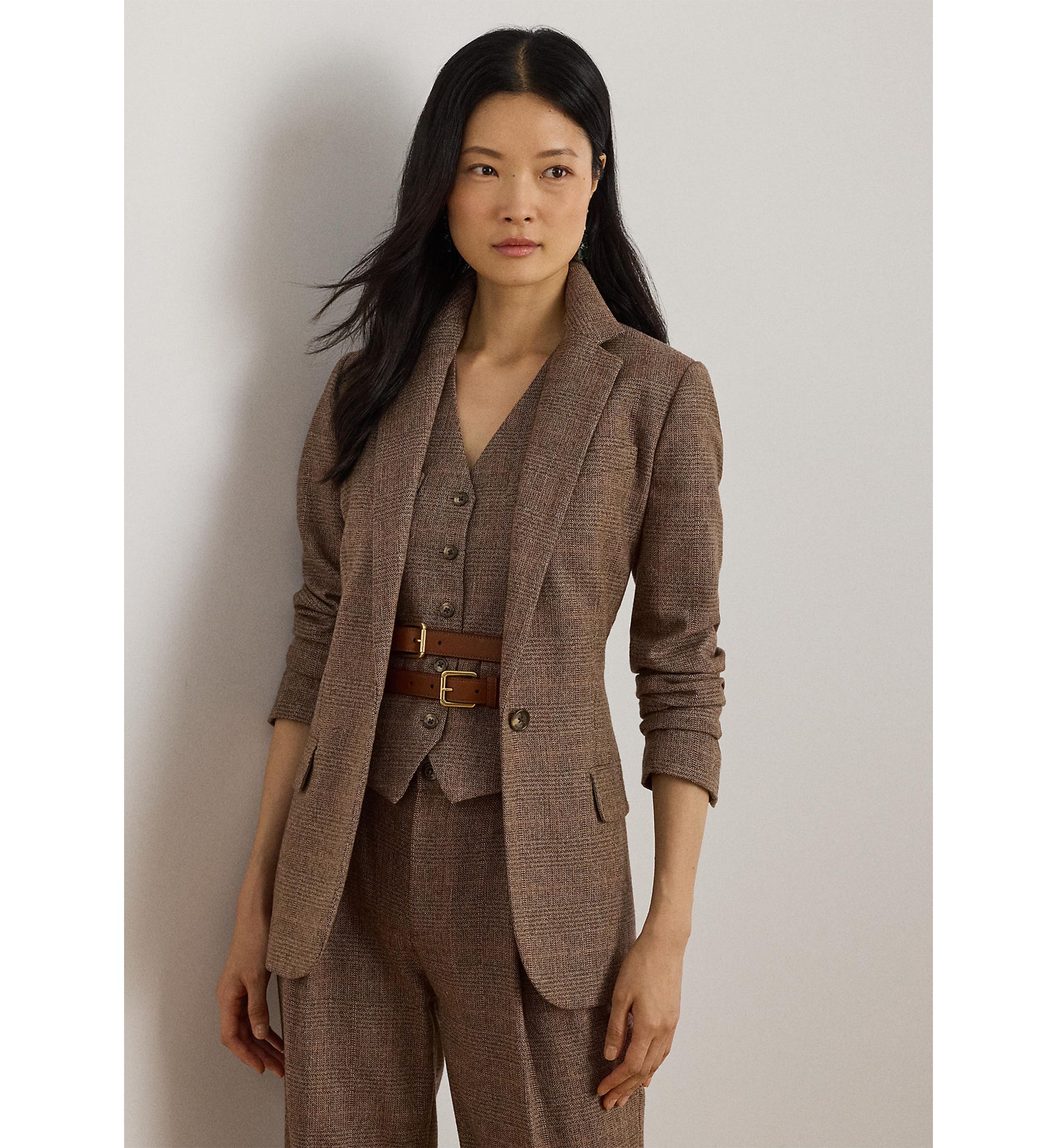 Womens Glen Plaid Cotton-Blend Blazer