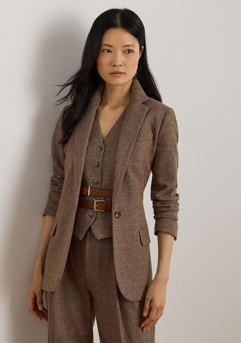Womens Glen Plaid Cotton-Blend Blazer