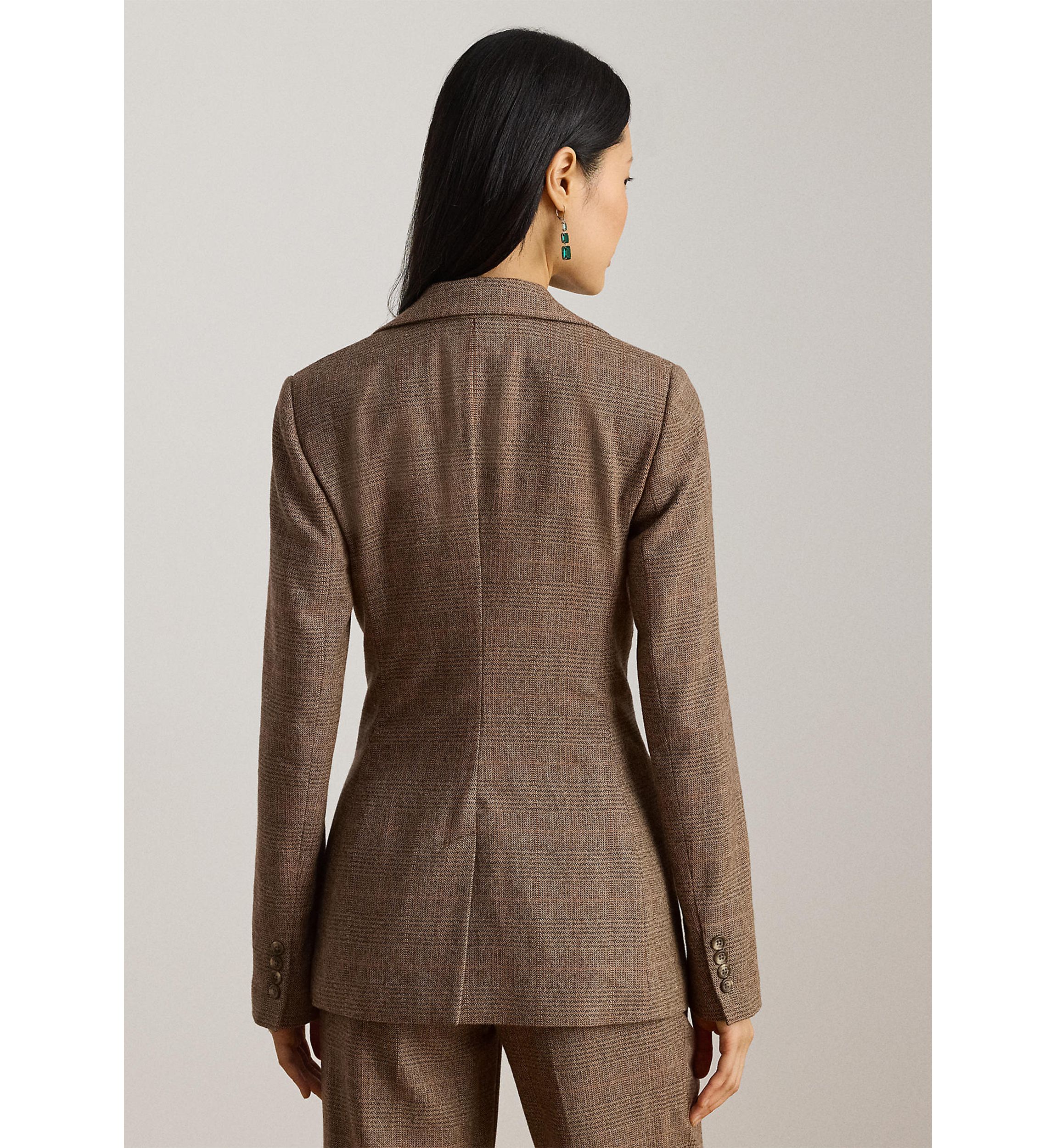 Womens Glen Plaid Cotton-Blend Blazer