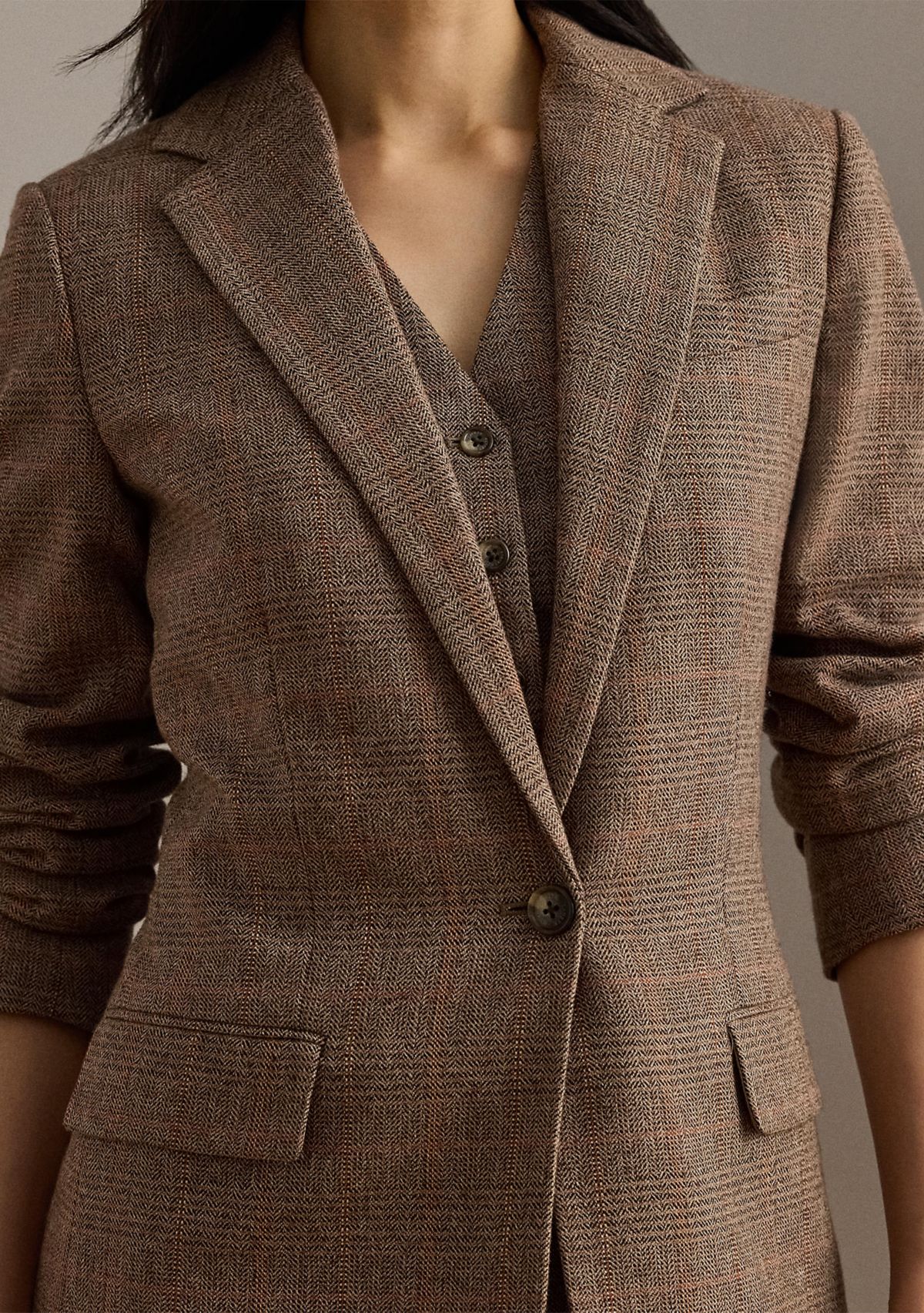 Womens Glen Plaid Cotton-Blend Blazer
