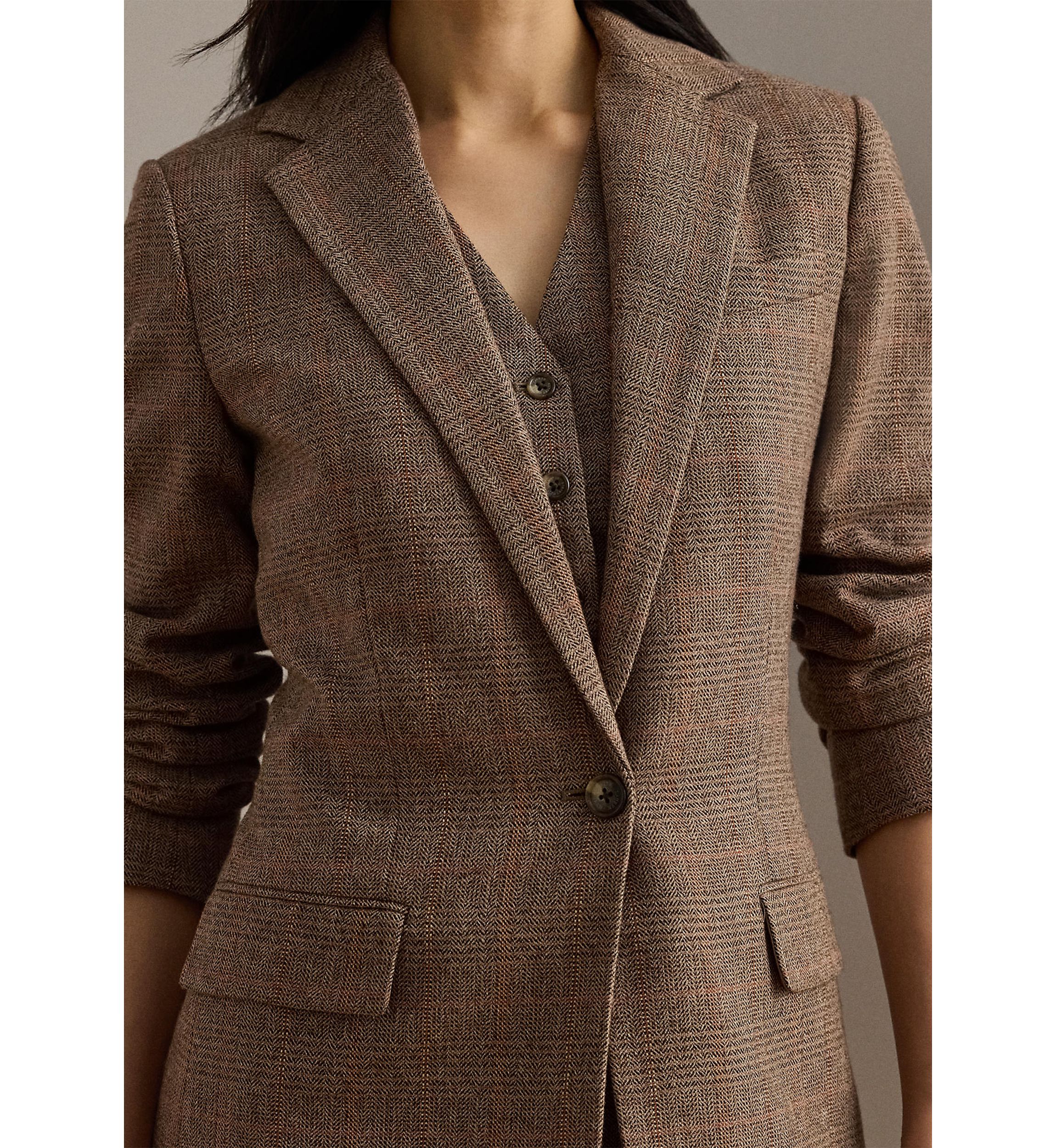 Womens Glen Plaid Cotton-Blend Blazer