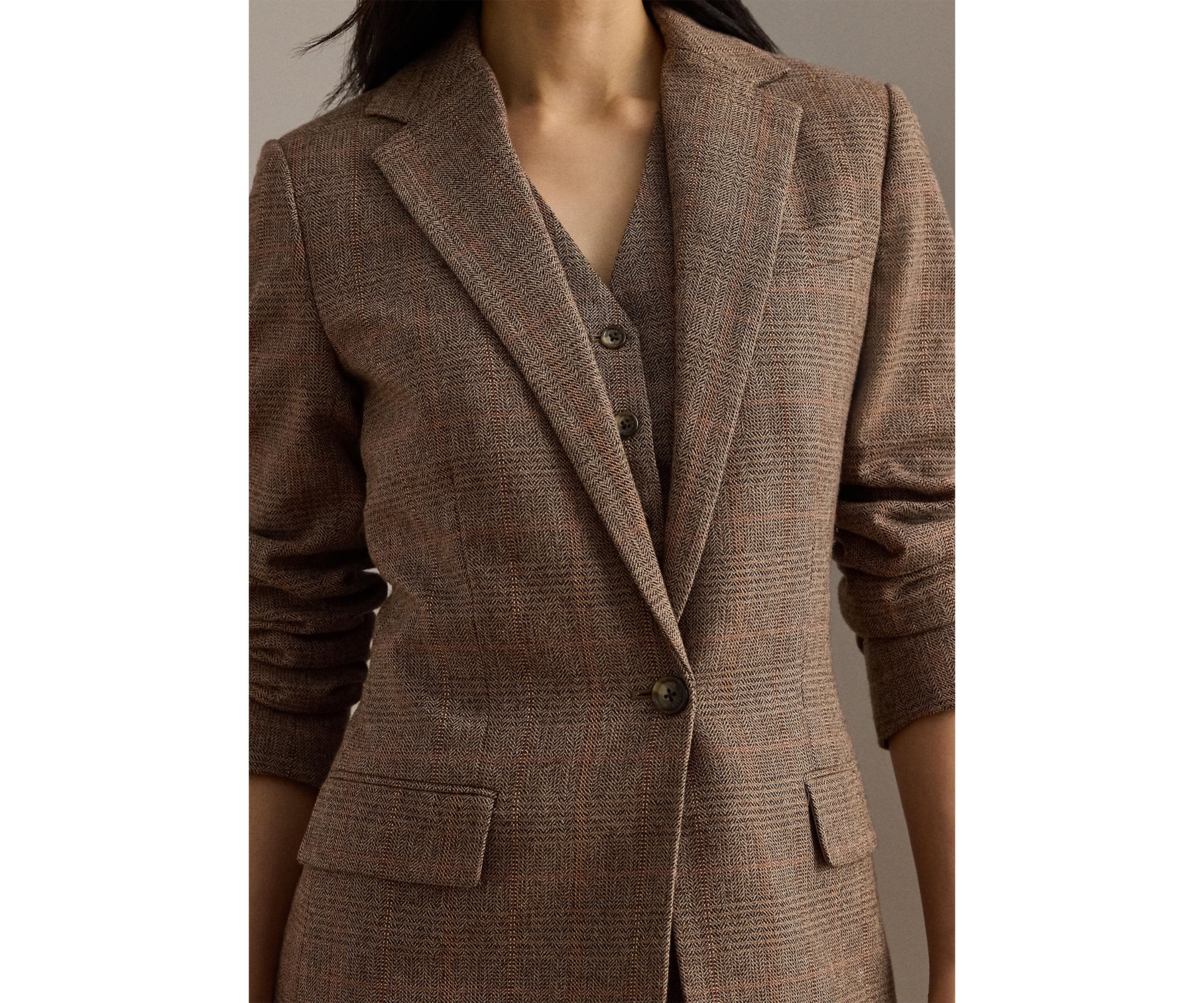 Womens Glen Plaid Cotton-Blend Blazer