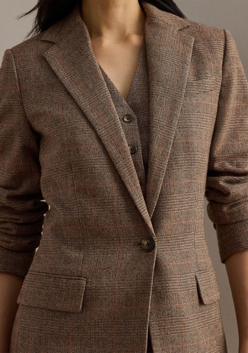 Womens Glen Plaid Cotton-Blend Blazer