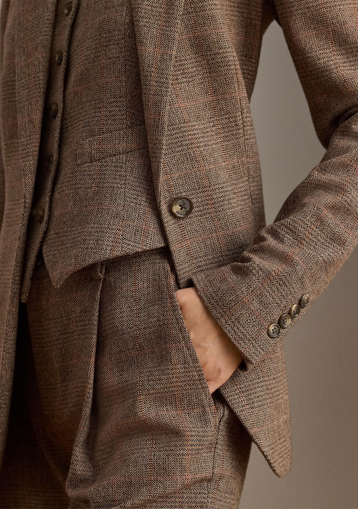 Womens Glen Plaid Cotton-Blend Blazer