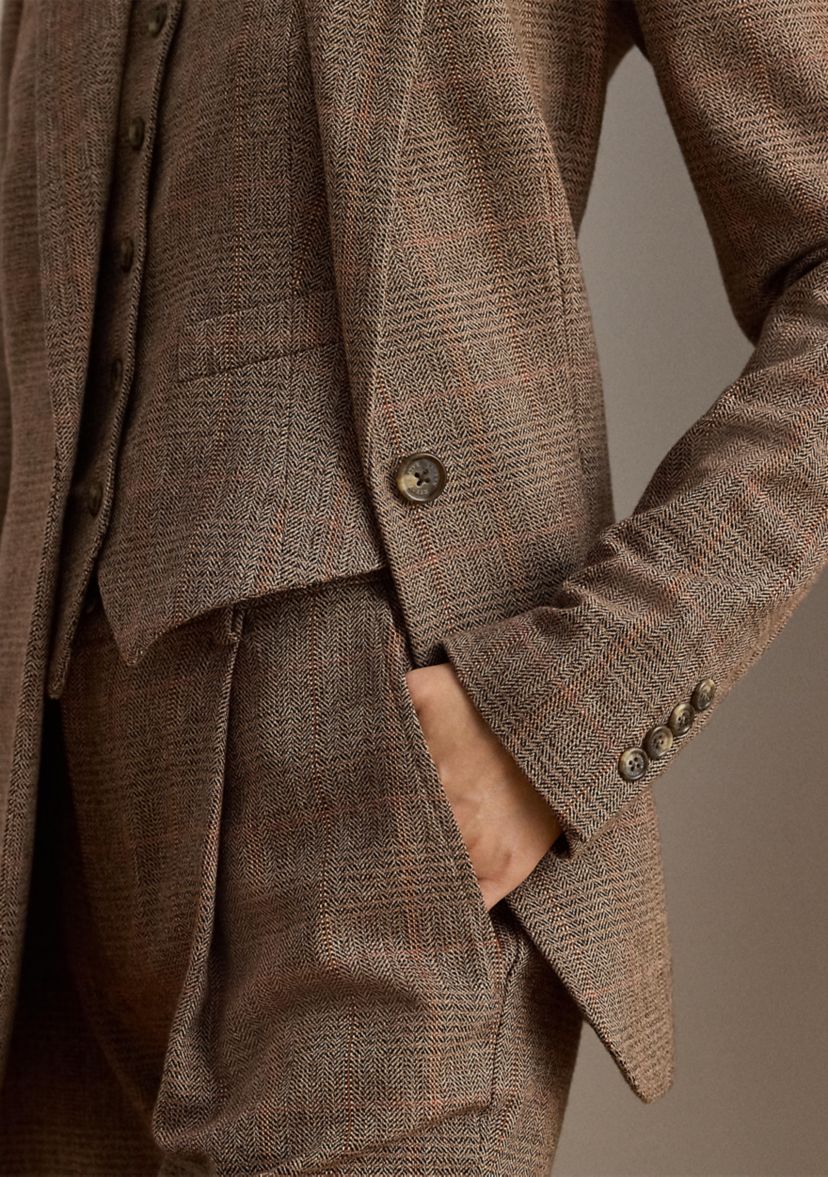 Womens Glen Plaid Cotton-Blend Blazer