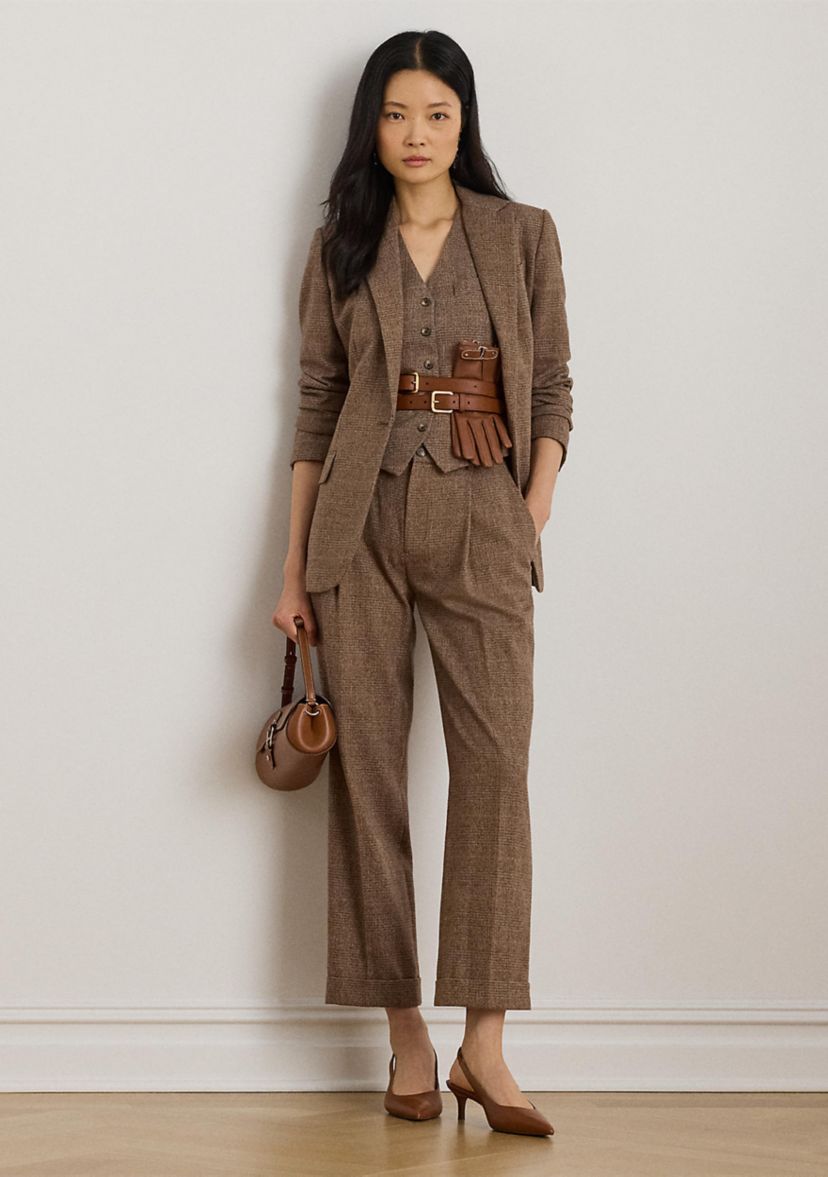 Womens Glen Plaid Cotton-Blend Blazer