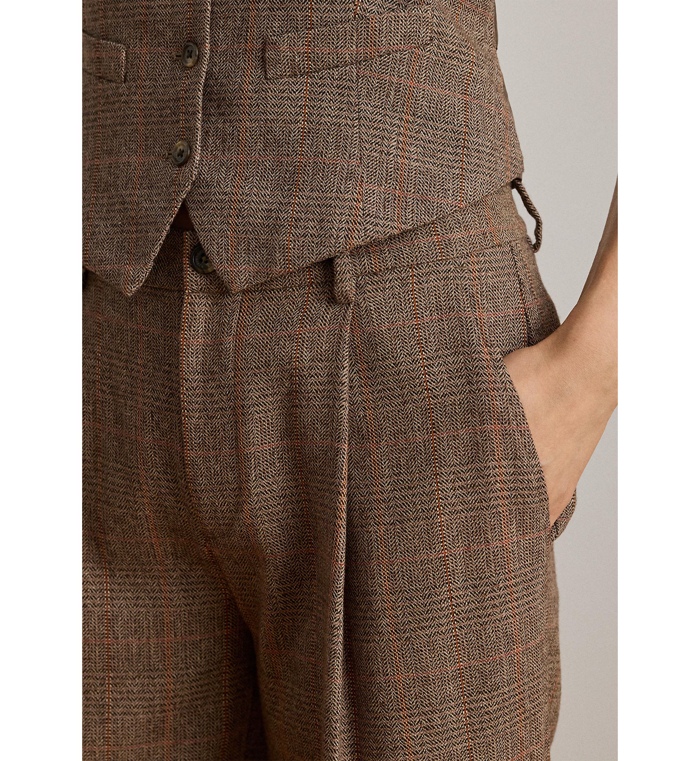 Womens Glen Plaid Pleated Cropped Pants