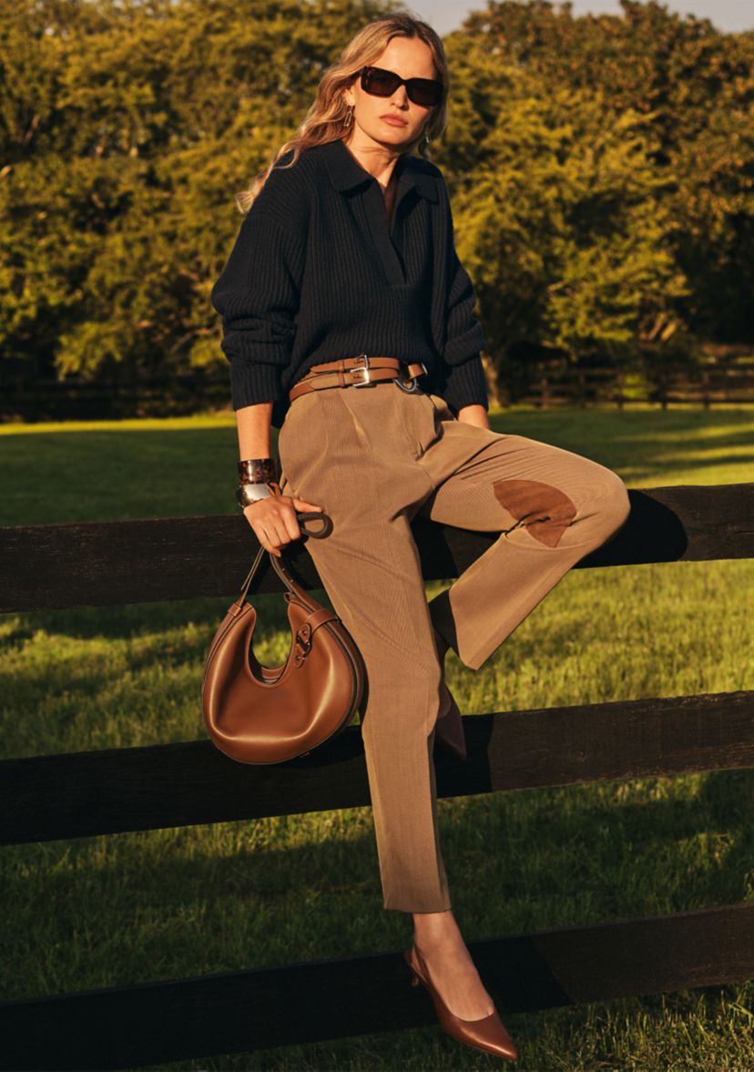 Suede-Trim Bi-Stretch Jodhpur Pants