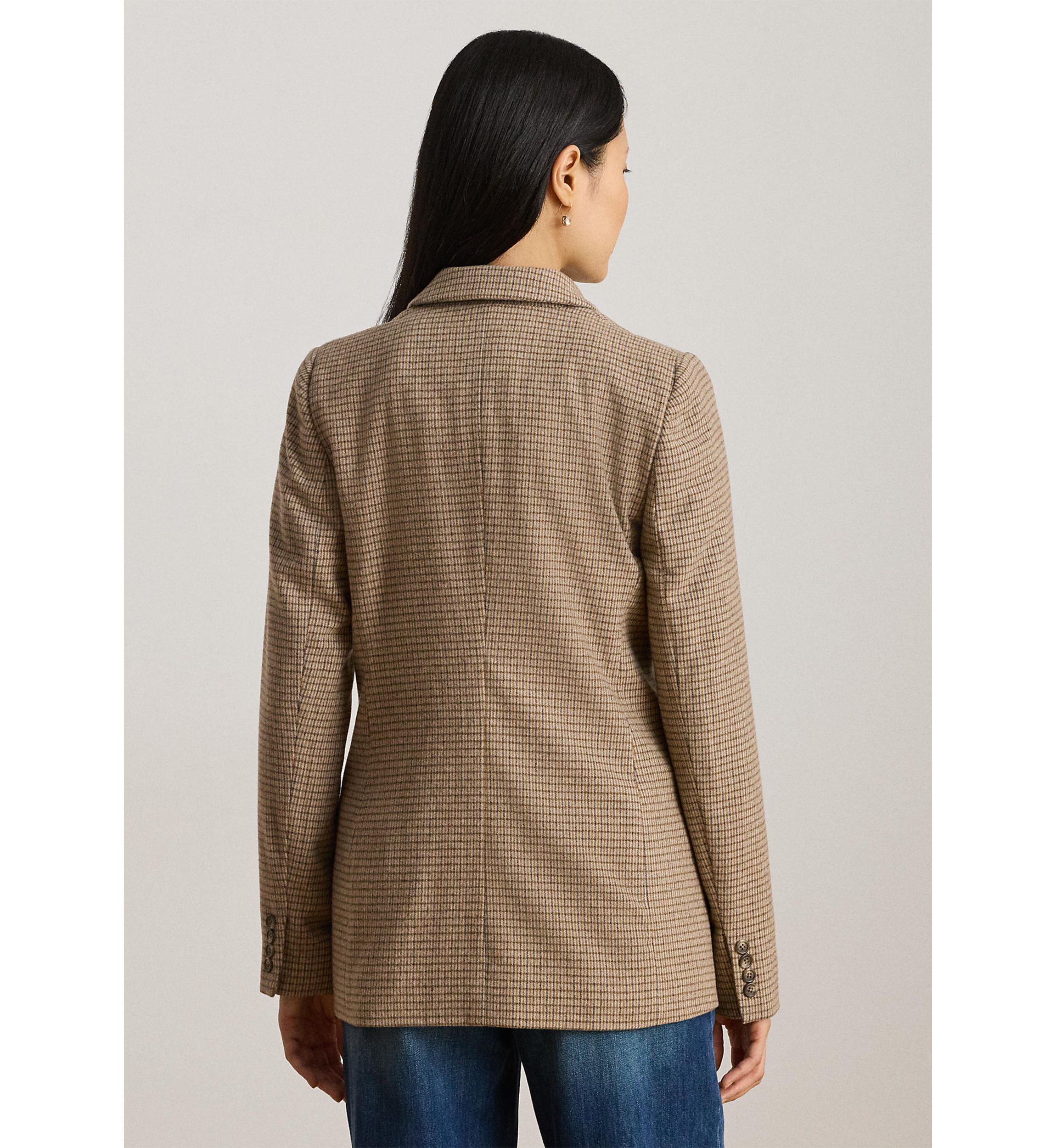 Womens Double-Breasted Wool-Blend Twill Blazer