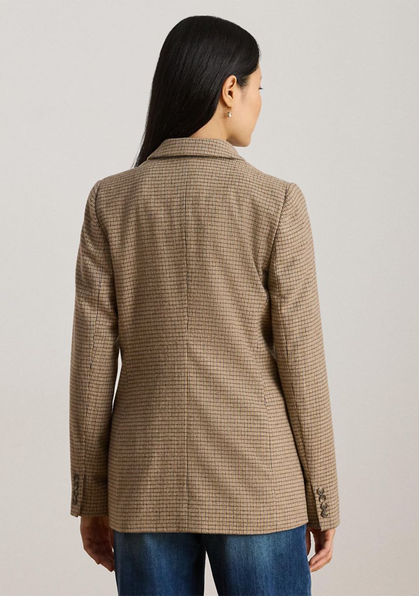 Womens Double-Breasted Wool-Blend Twill Blazer