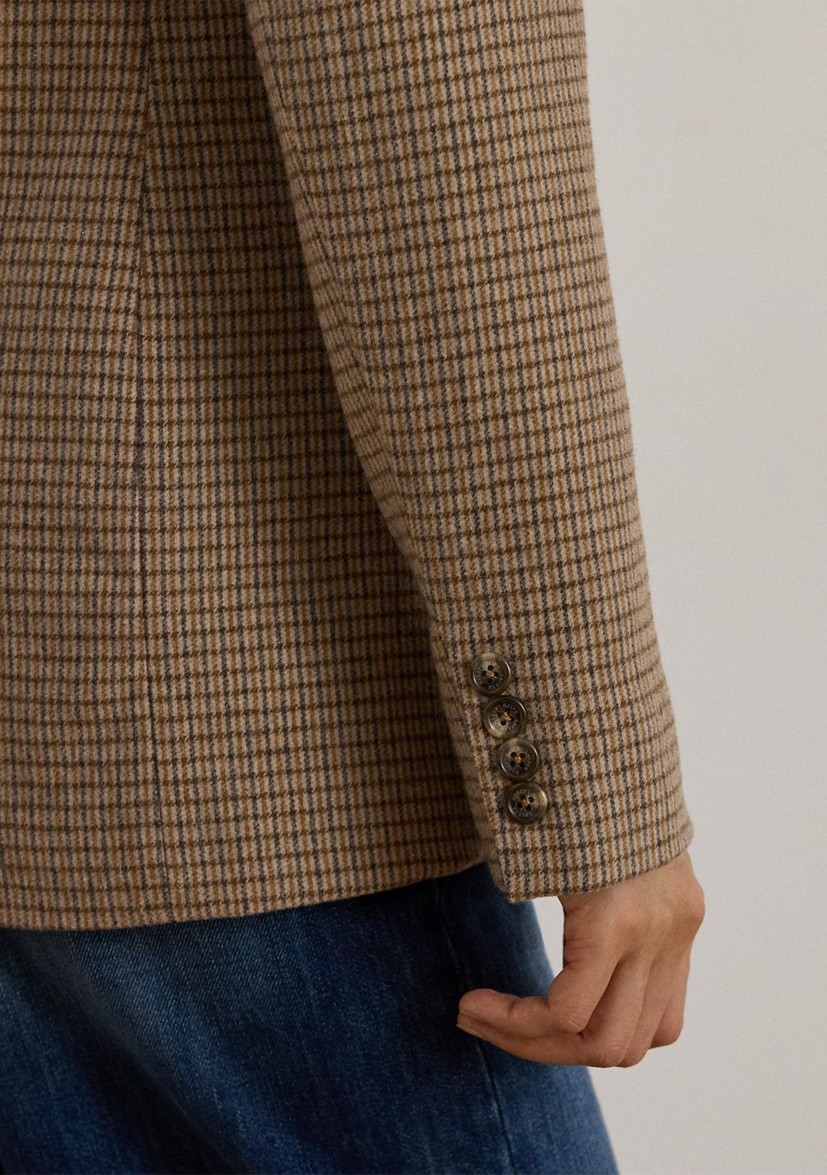 Womens Double-Breasted Wool-Blend Twill Blazer