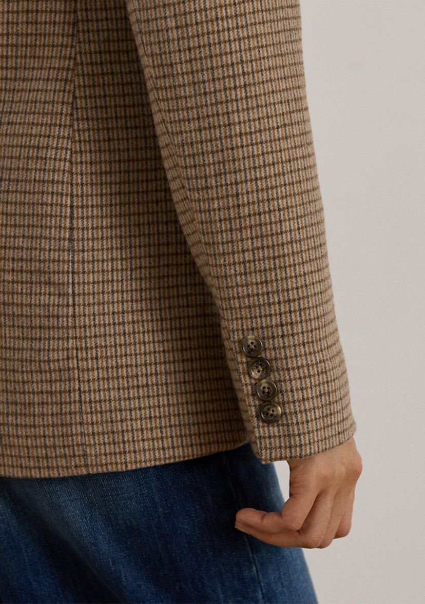 Womens Double-Breasted Wool-Blend Twill Blazer
