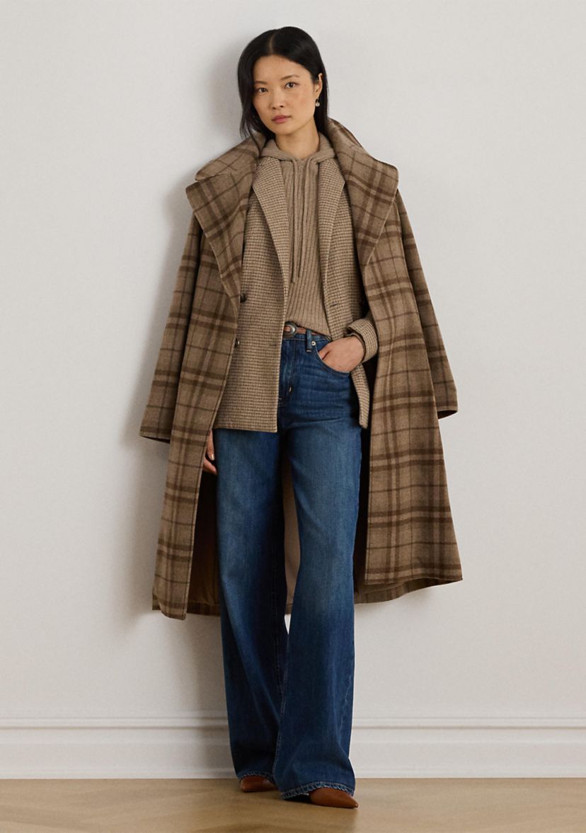 Womens Double-Breasted Wool-Blend Twill Blazer