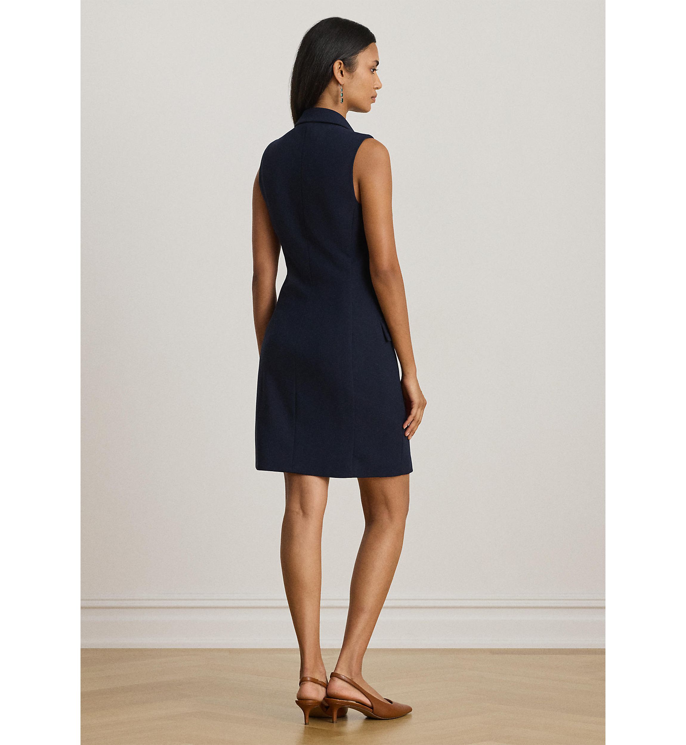 Double-Breasted Crepe Sleeveless Dress