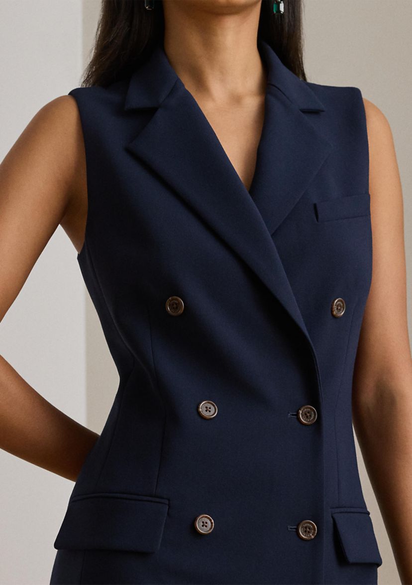 Double-Breasted Crepe Sleeveless Dress